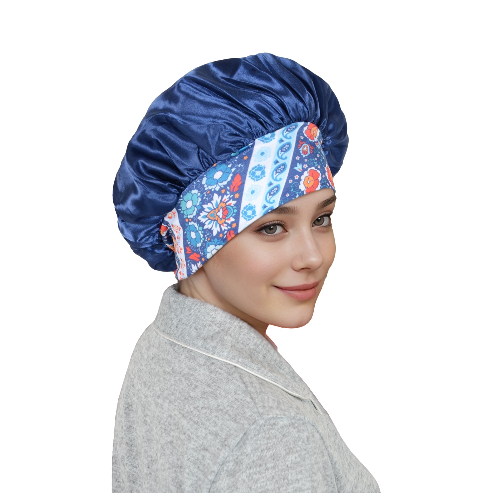 Anna-Kaci Women Silk Bonnet for Sleeping Satin Hair Bonnet with Floral Elastic Band for Hair Protection