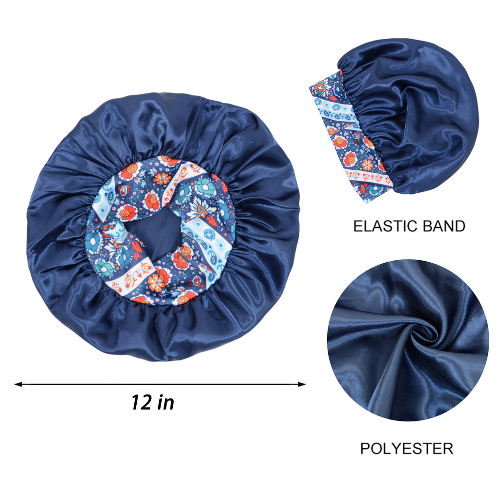 Anna-Kaci Women Silk Bonnet for Sleeping Satin Hair Bonnet with Floral Elastic Band for Hair Protection