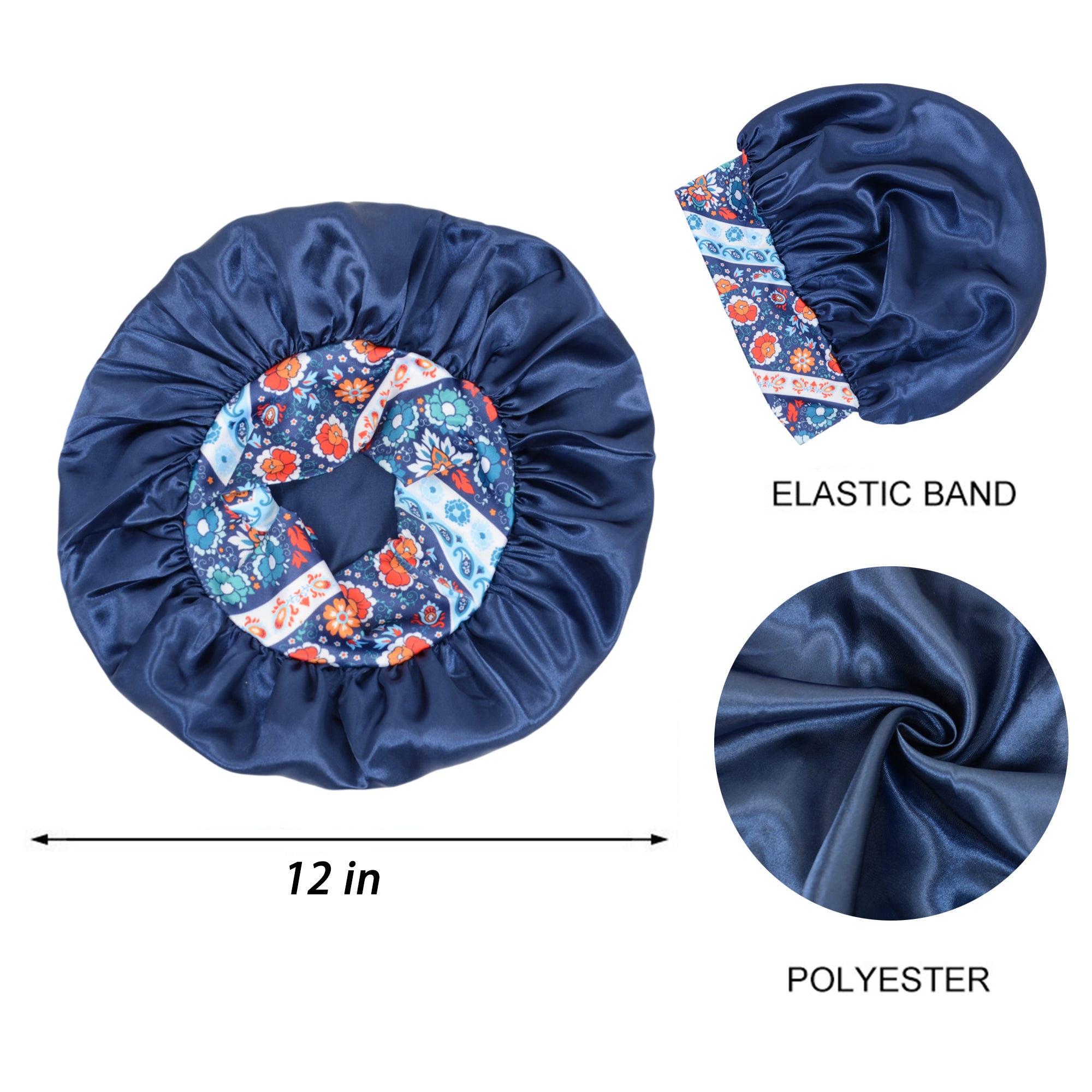 Anna-Kaci Women Silk Bonnet for Sleeping Satin Hair Bonnet with Floral Elastic Band for Hair Protection