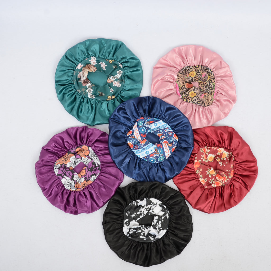 Anna-Kaci Women Silk Bonnet for Sleeping Satin Hair Bonnet with Floral Elastic Band for Hair Protection