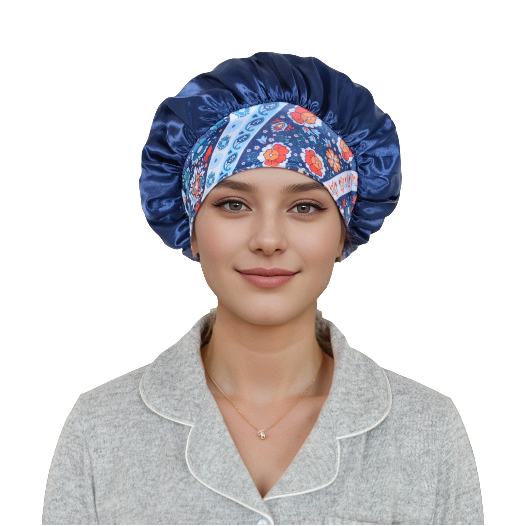 Anna-Kaci Women Silk Bonnet for Sleeping Satin Hair Bonnet with Floral Elastic Band for Hair Protection