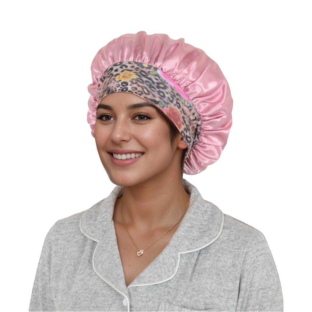Anna-Kaci Women Silk Bonnet for Sleeping Satin Hair Bonnet with Floral Elastic Band for Hair Protection