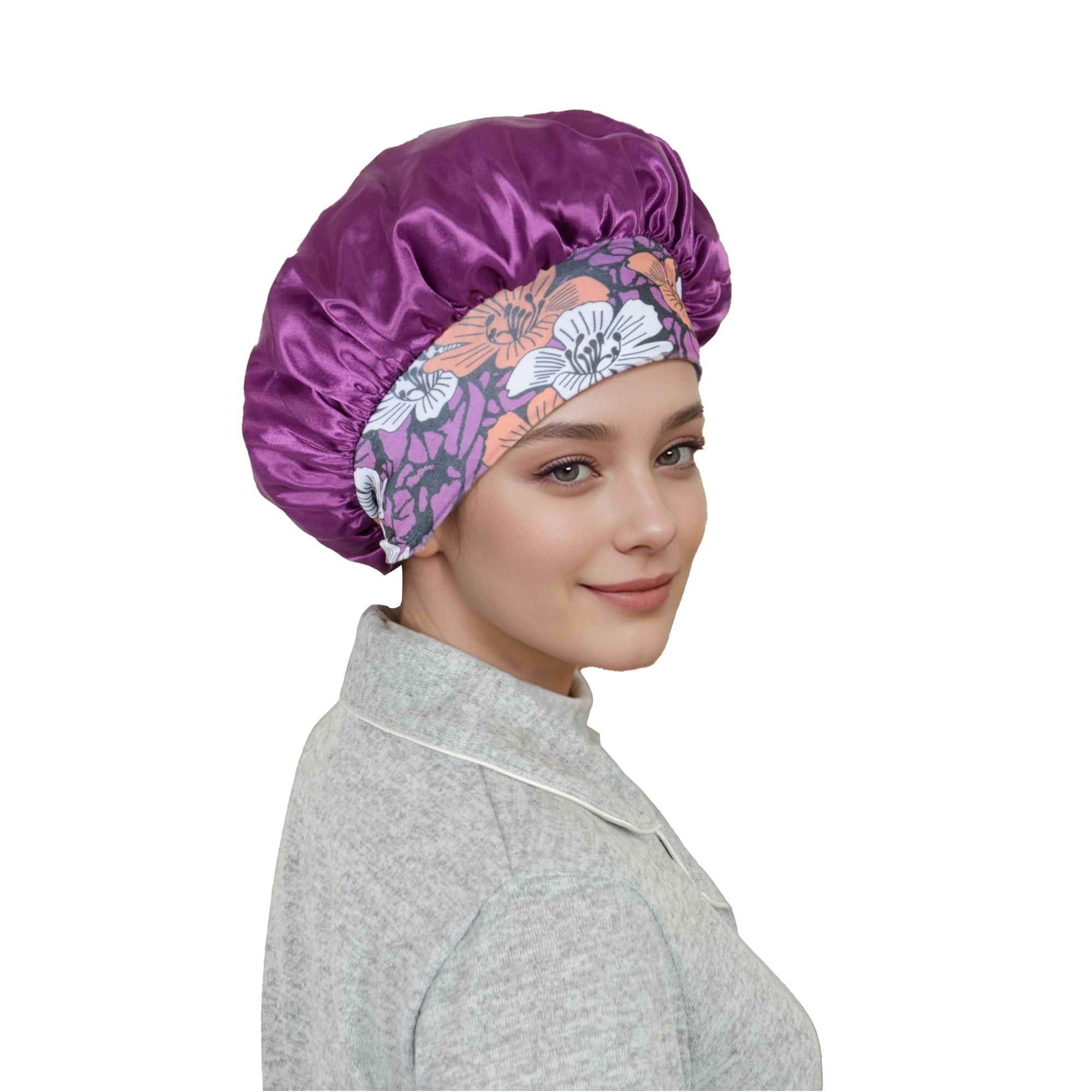 Anna-Kaci Women Silk Bonnet for Sleeping Satin Hair Bonnet with Floral Elastic Band for Hair Protection