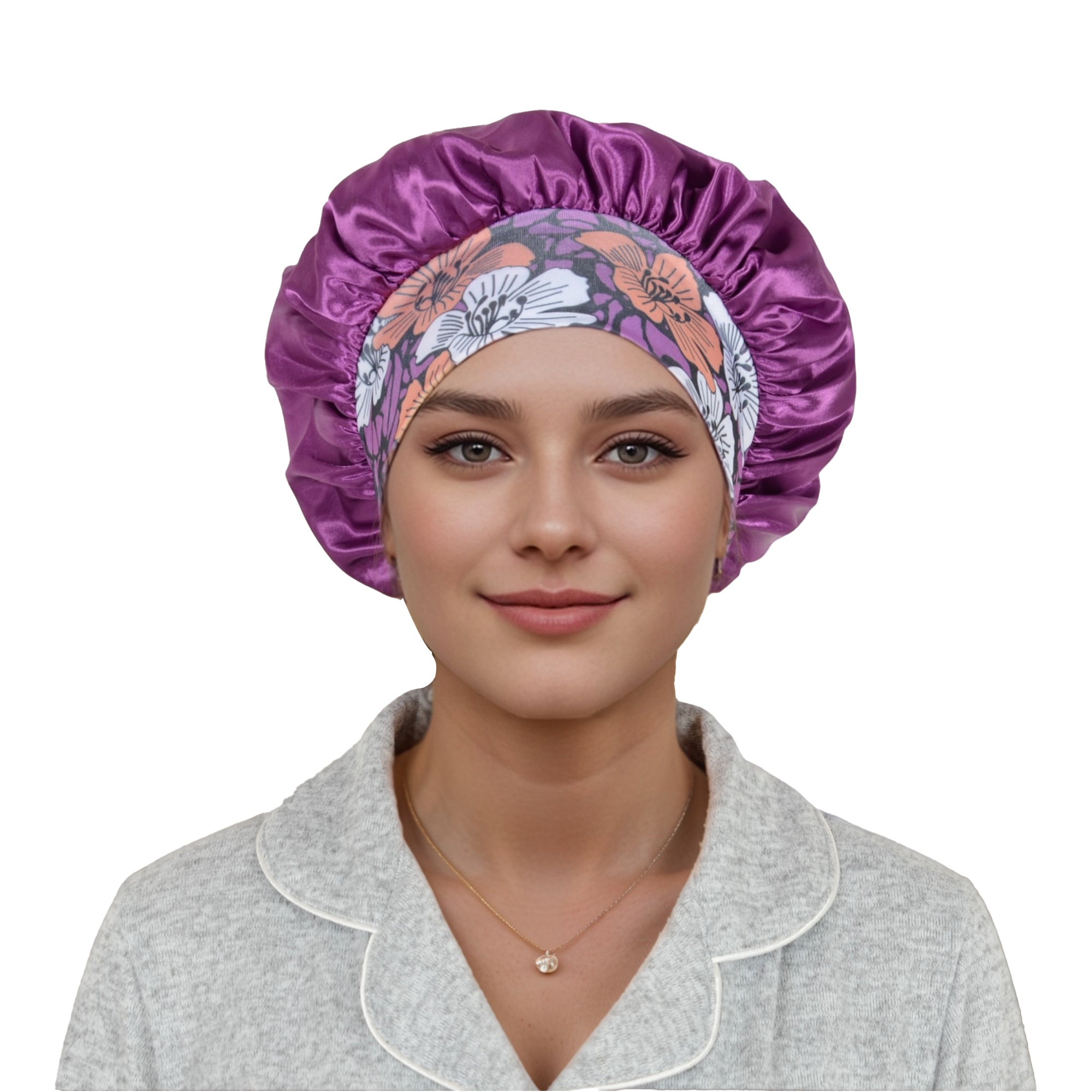 Anna-Kaci Women Silk Bonnet for Sleeping Satin Hair Bonnet with Floral Elastic Band for Hair Protection