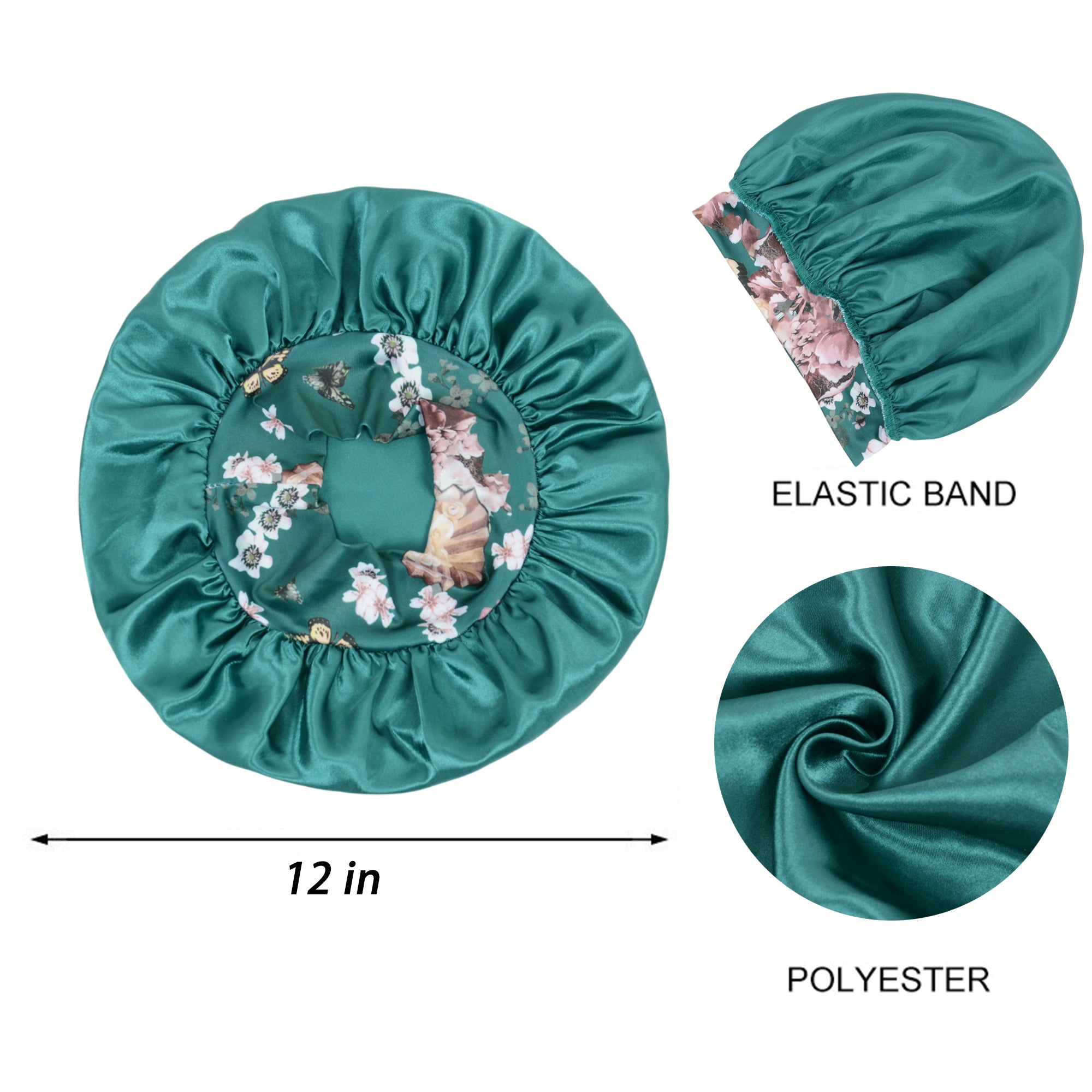 Anna-Kaci Women Silk Bonnet for Sleeping Satin Hair Bonnet with Floral Elastic Band for Hair Protection