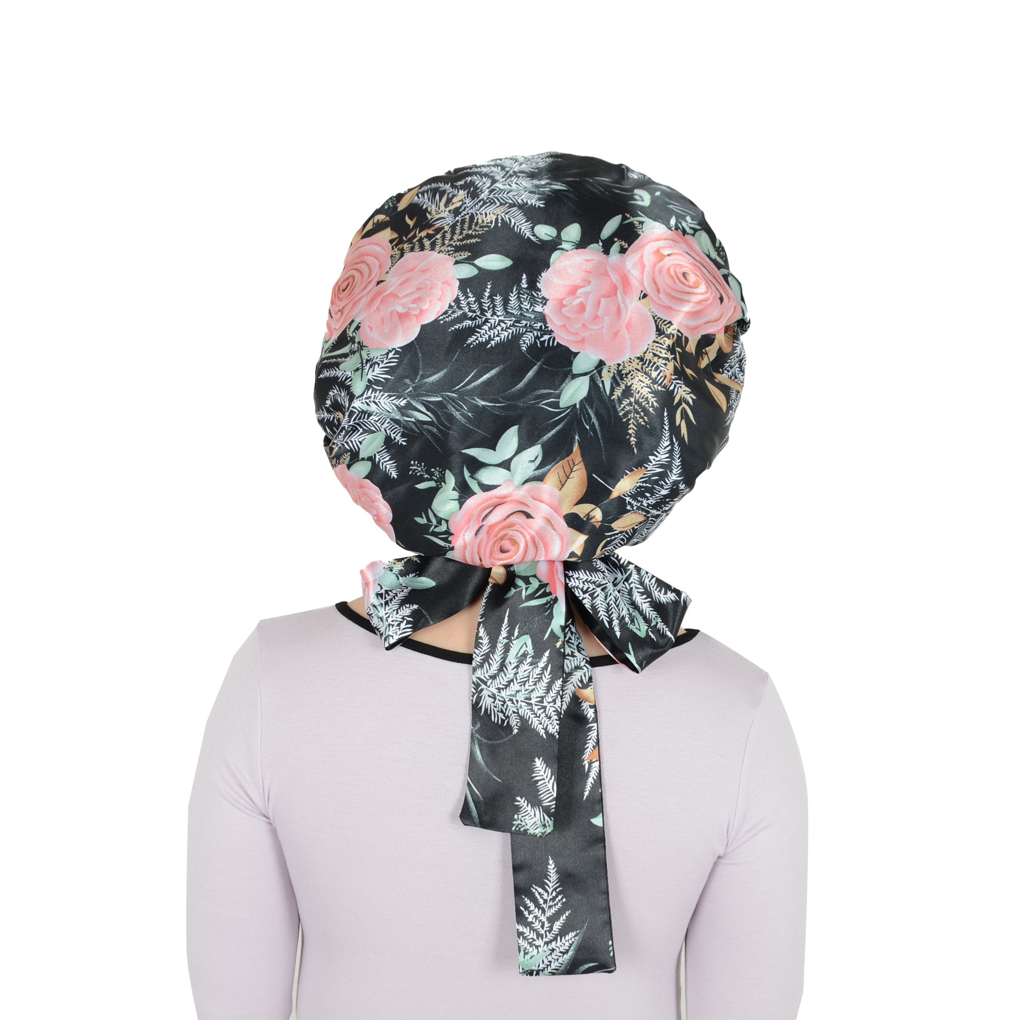 Anna-Kaci Women Silk Bonnet for Sleeping Satin Hair Bonnet with Floral Print and Long Tie Band