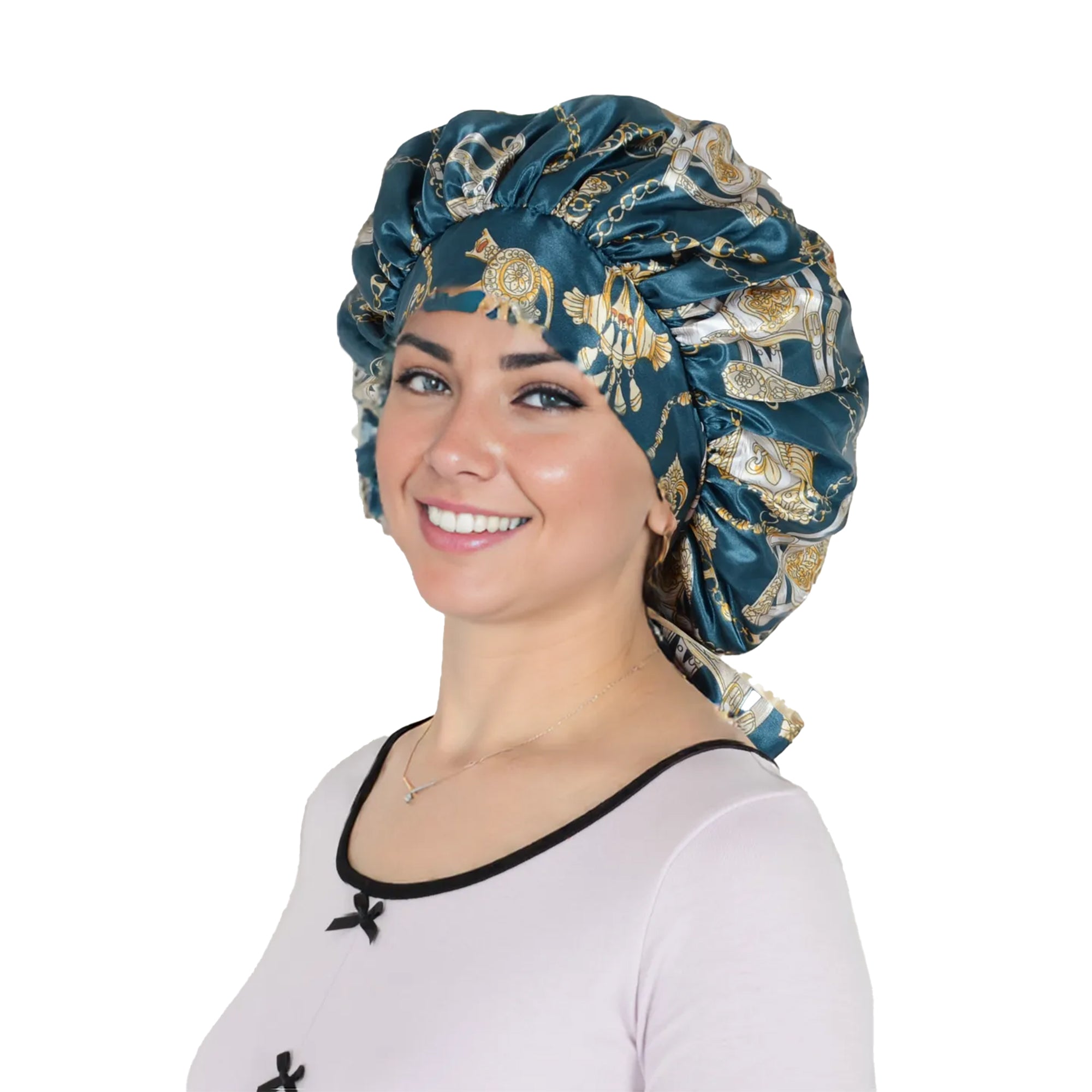 Anna-Kaci Women Silk Bonnet for Sleeping Satin Hair Bonnet with Floral Print and Long Tie Band