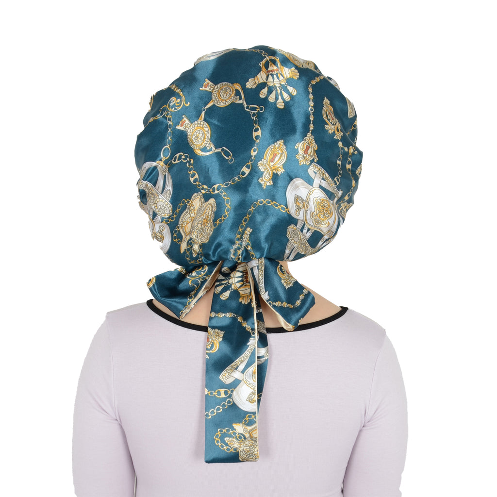 Anna-Kaci Women Silk Bonnet for Sleeping Satin Hair Bonnet with Floral Print and Long Tie Band