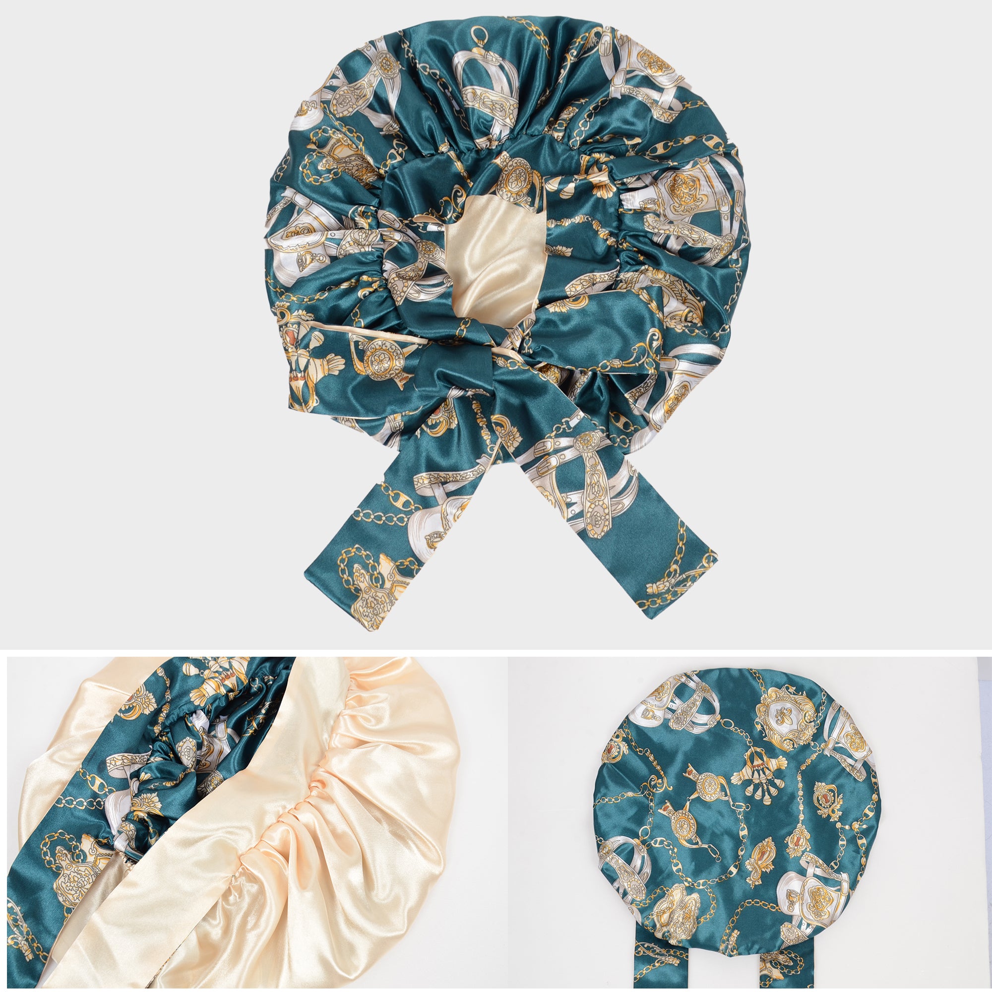Anna-Kaci Women Silk Bonnet for Sleeping Satin Hair Bonnet with Floral Print and Long Tie Band