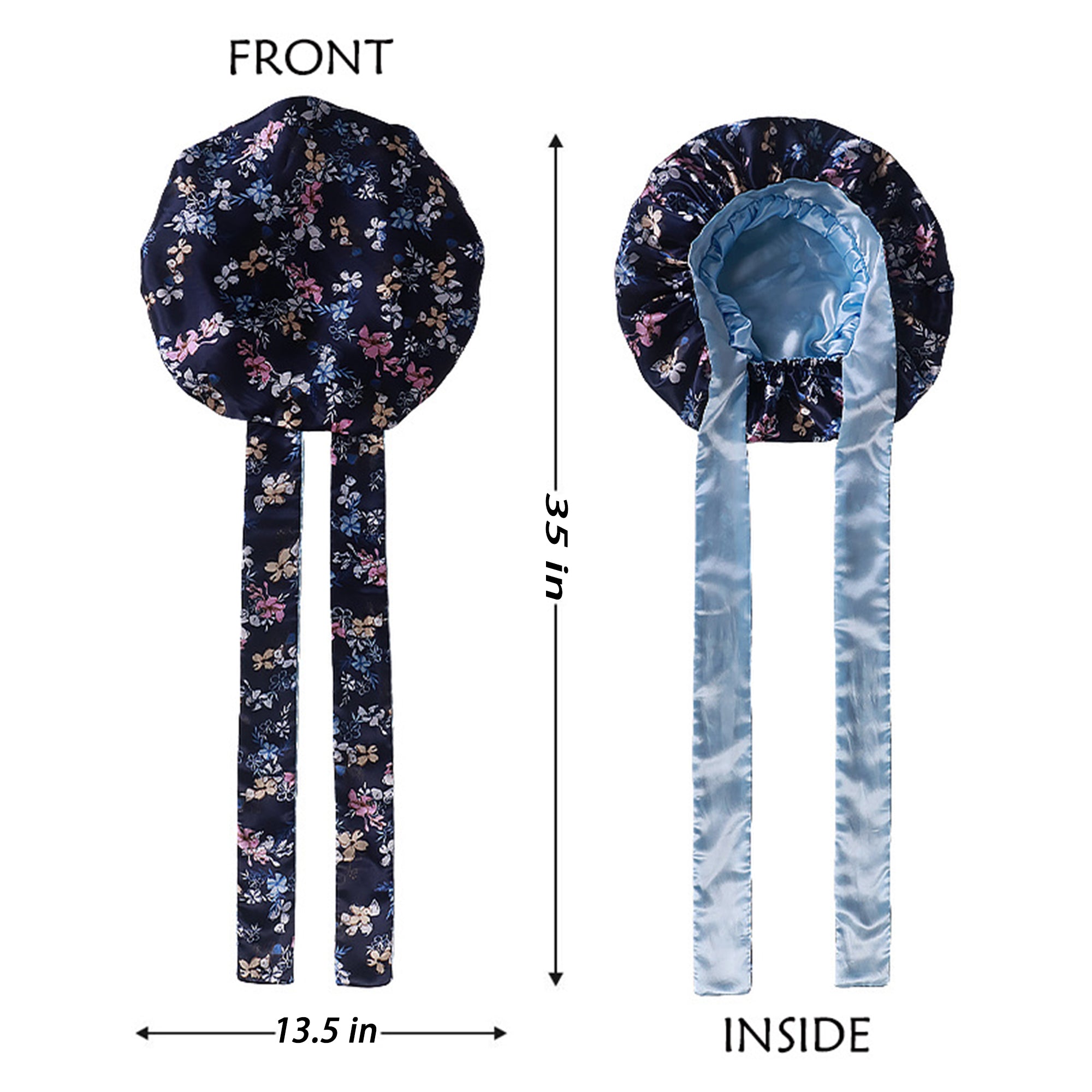 Anna-Kaci Women Silk Bonnet for Sleeping Satin Hair Bonnet with Floral Print and Long Tie Band