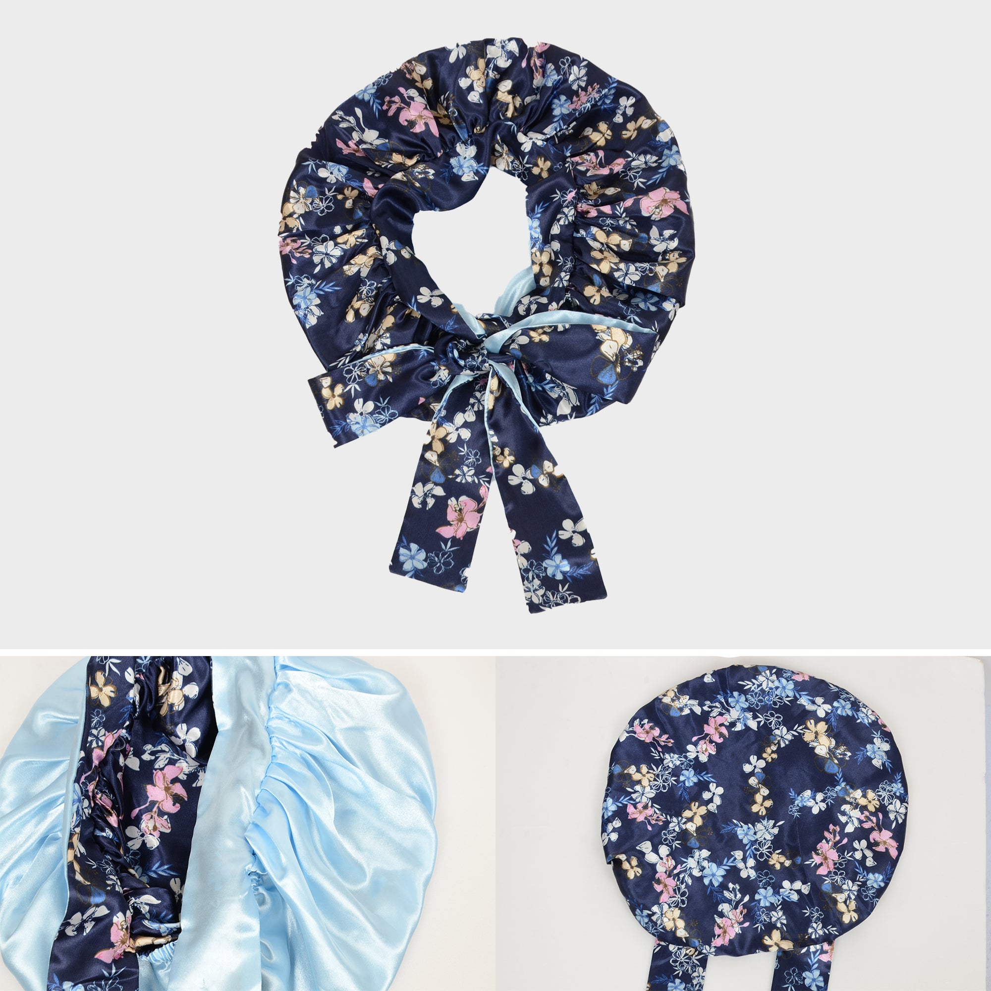 Anna-Kaci Women Silk Bonnet for Sleeping Satin Hair Bonnet with Floral Print and Long Tie Band
