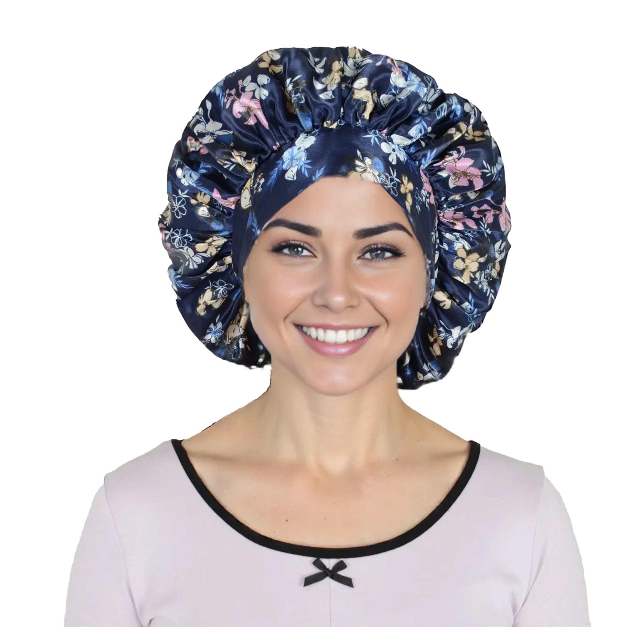 Anna-Kaci Women Silk Bonnet for Sleeping Satin Hair Bonnet with Floral Print and Long Tie Band