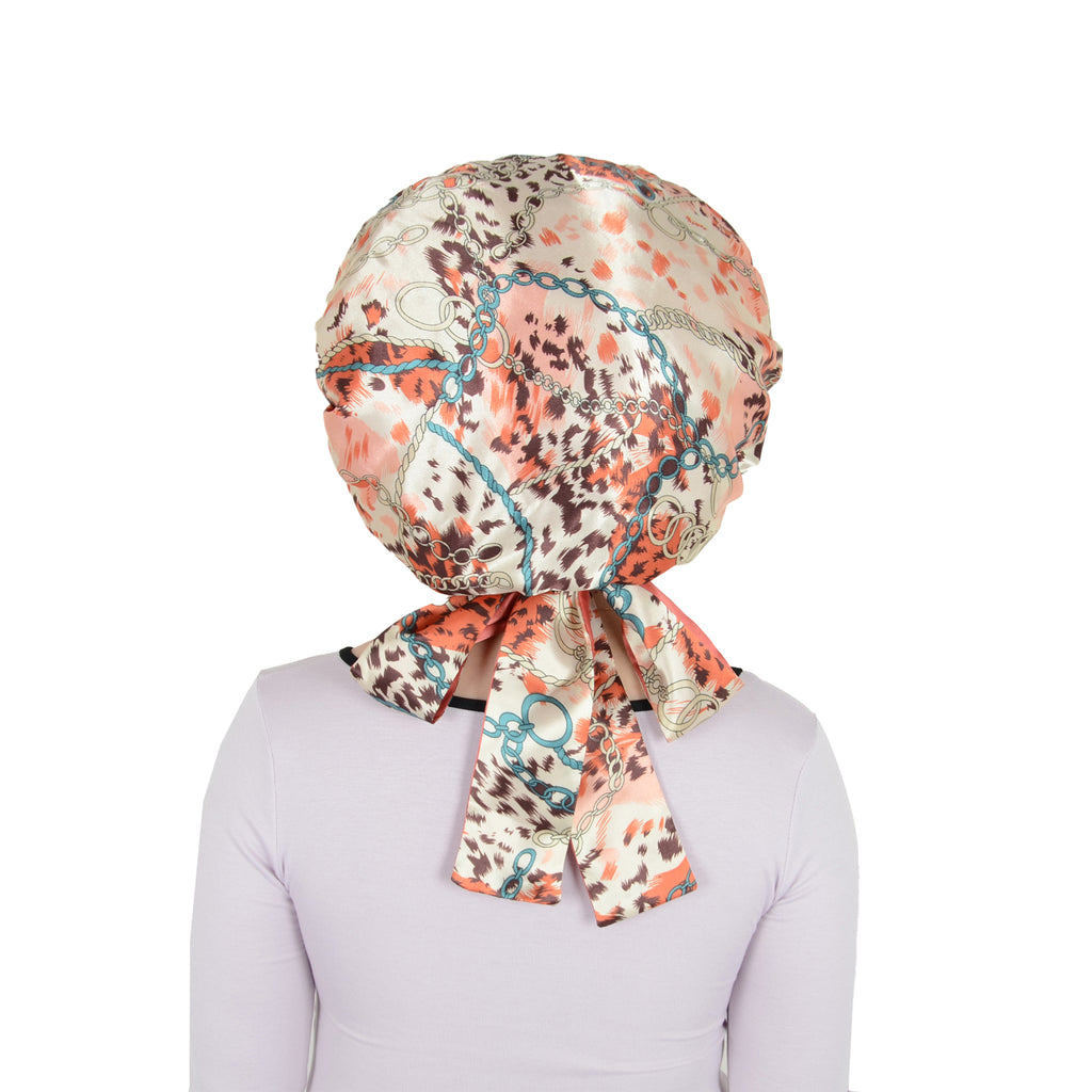 Anna-Kaci Women Silk Bonnet for Sleeping Satin Hair Bonnet with Floral Print and Long Tie Band