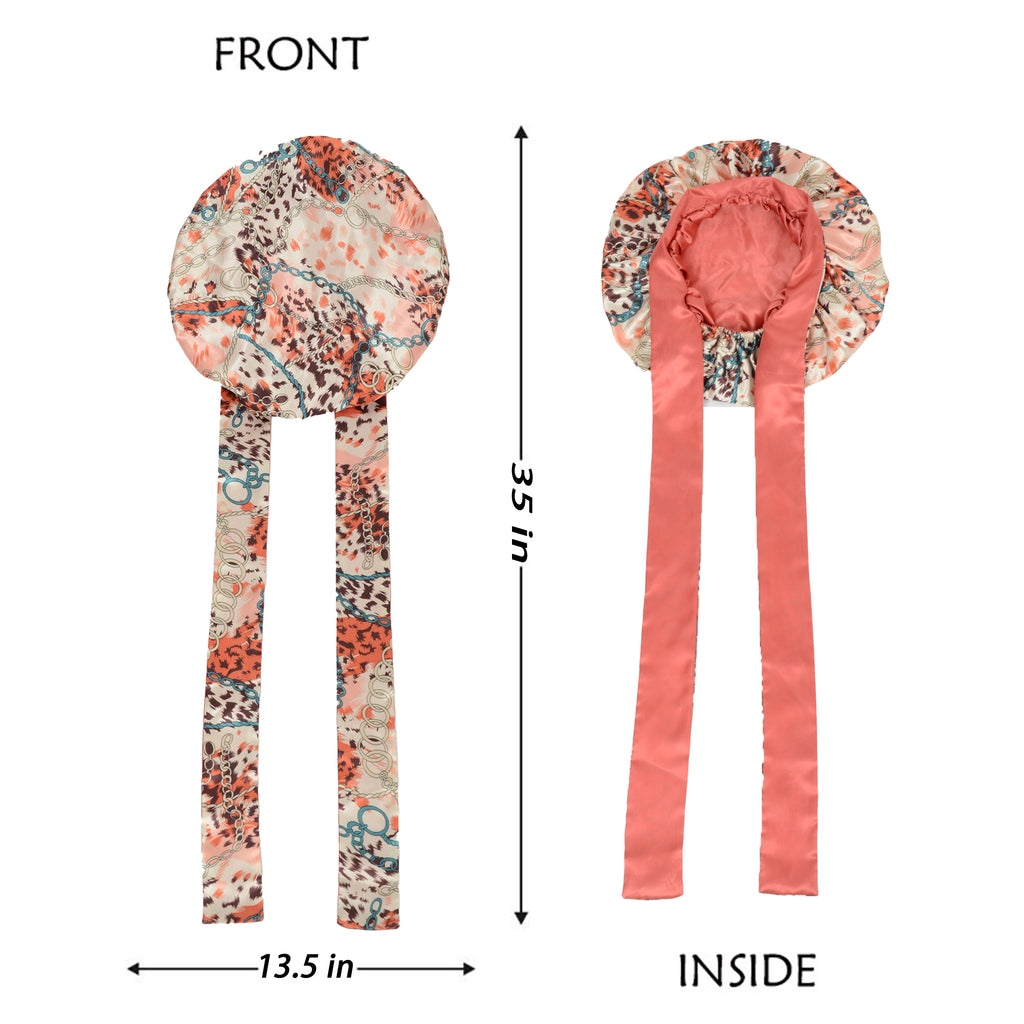 Anna-Kaci Women Silk Bonnet for Sleeping Satin Hair Bonnet with Floral Print and Long Tie Band