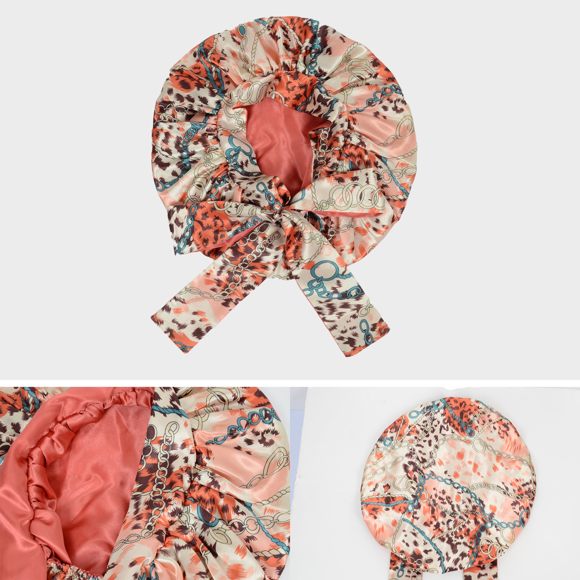 Anna-Kaci Women Silk Bonnet for Sleeping Satin Hair Bonnet with Floral Print and Long Tie Band