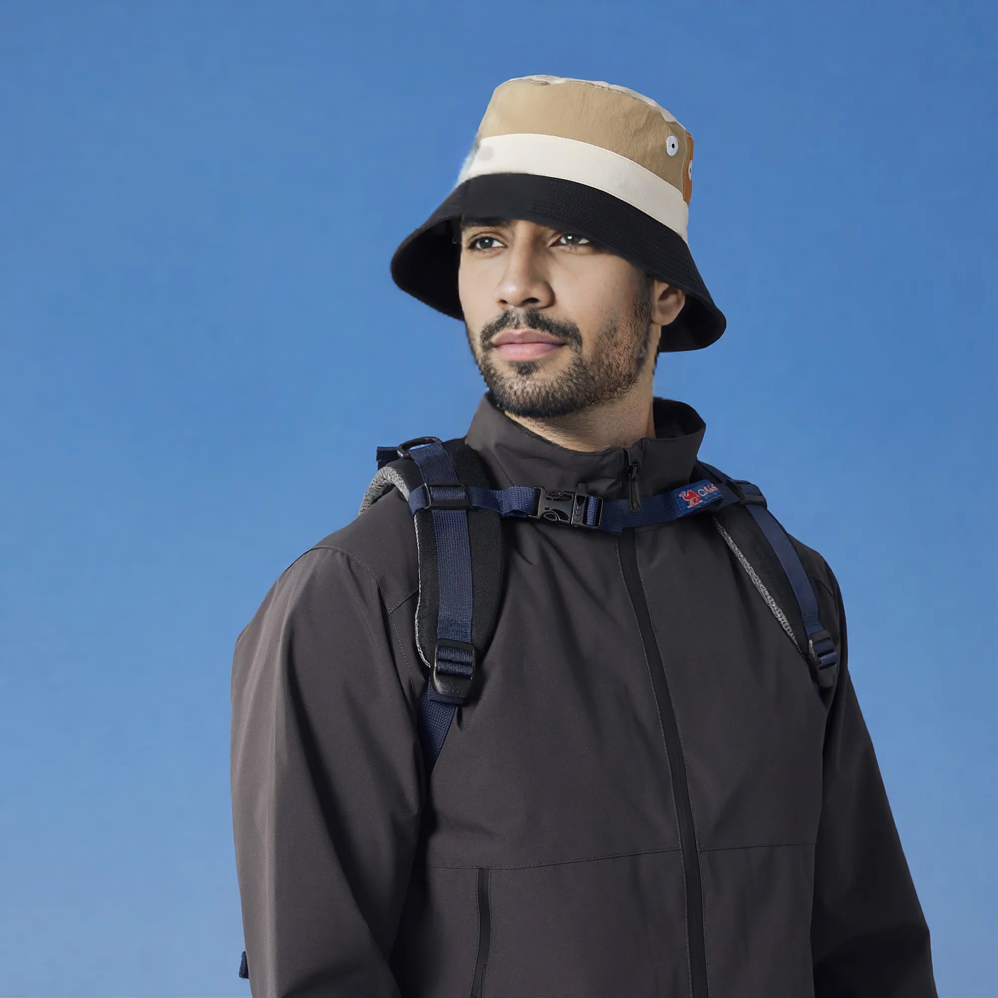 Anna-Kaci Outdoor Patchwork Bucket Hat Adjustable Chin Strap Breathable Wide Brim for Hiking Camping Travel