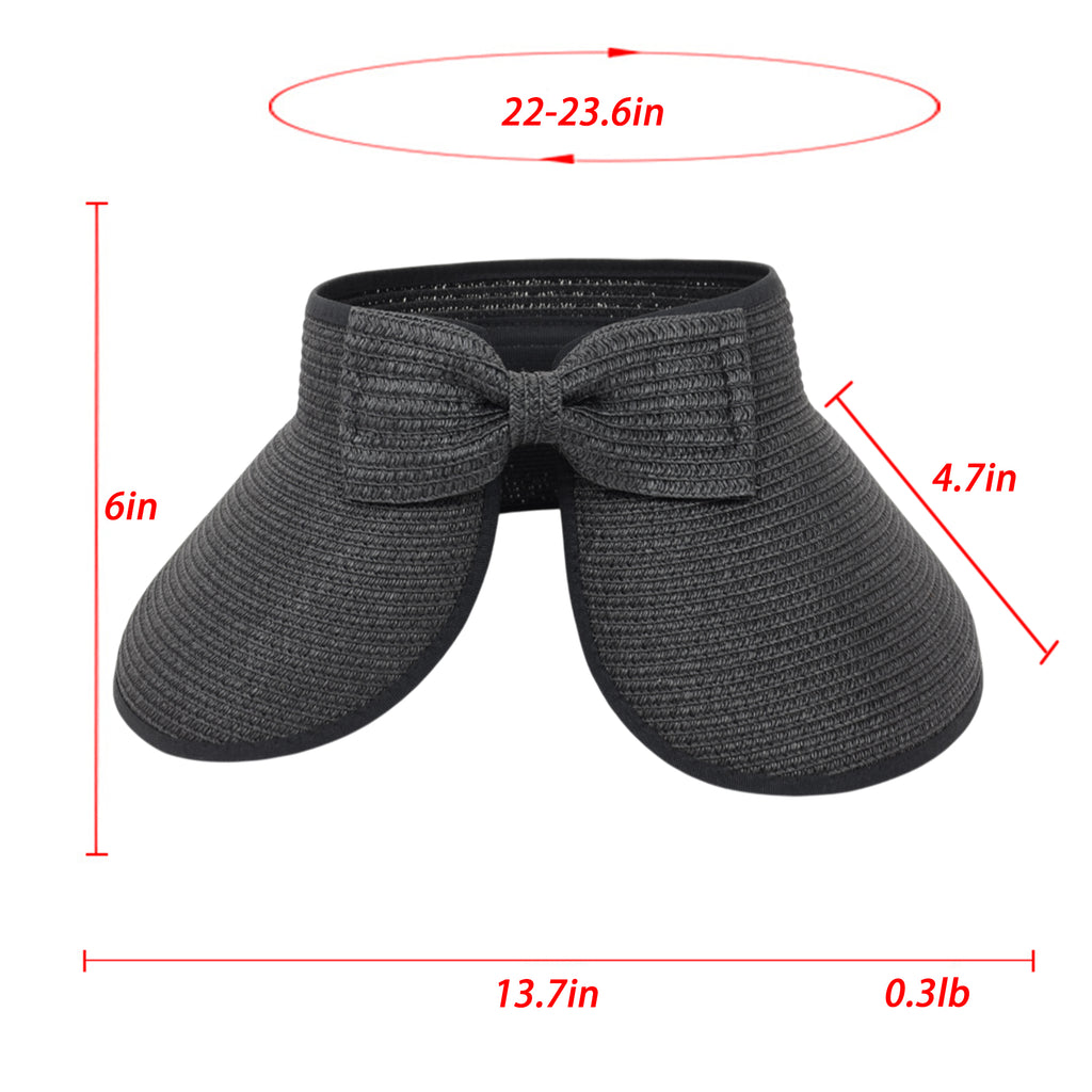 Anna-Kaci Women's Wide Brim Visor Hat with Bow Detail Adjustable Velcro Closure for Beach or Outdoor Protection