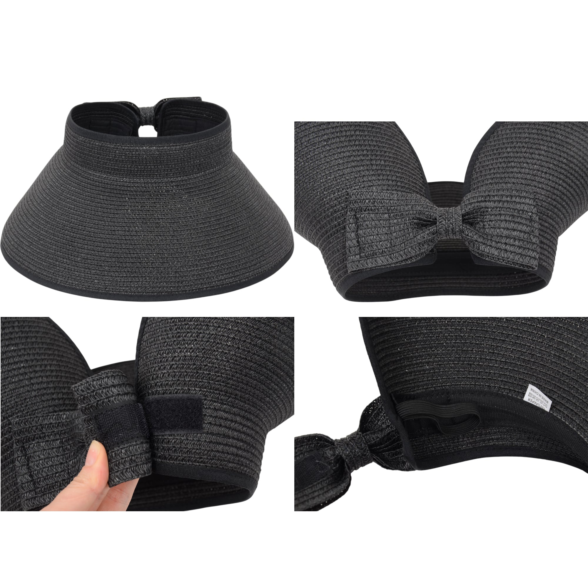 Anna-Kaci Women's Wide Brim Visor Hat with Bow Detail Adjustable Velcro Closure for Beach or Outdoor Protection