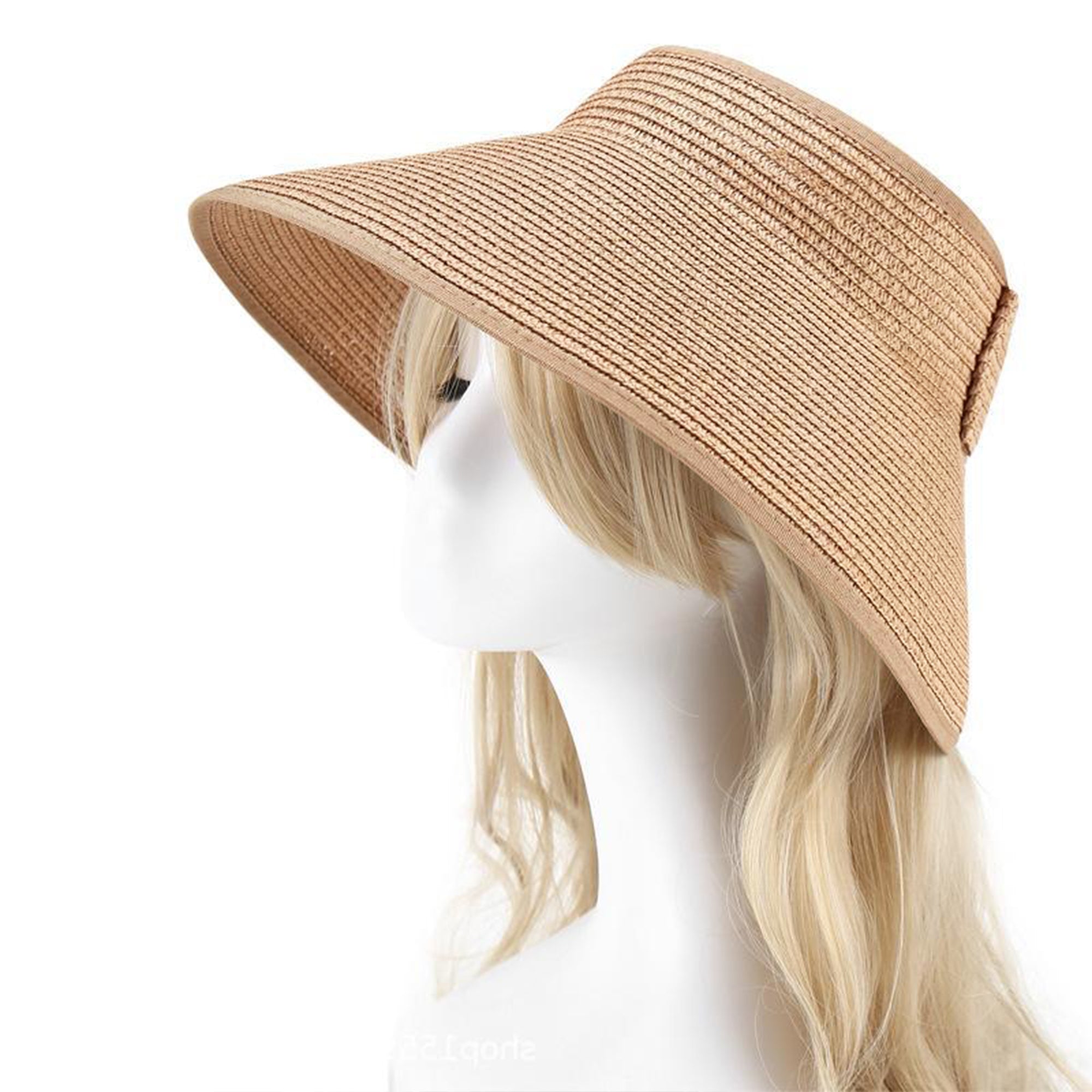 Anna-Kaci Women's Wide Brim Visor Hat with Bow Detail Adjustable Velcro Closure for Beach or Outdoor Protection