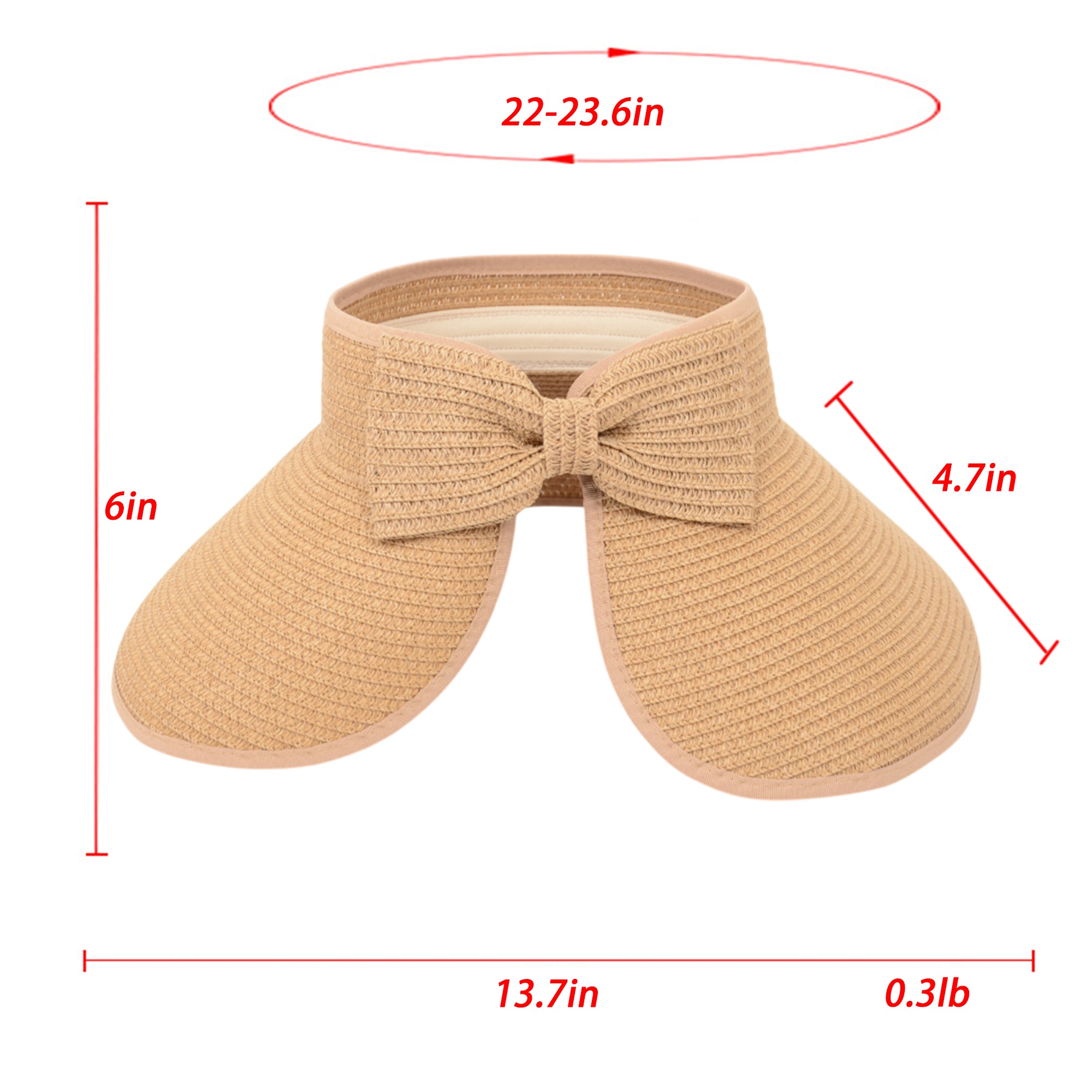 Anna-Kaci Women's Wide Brim Visor Hat with Bow Detail Adjustable Velcro Closure for Beach or Outdoor Protection