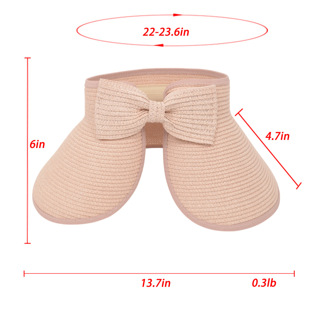 Anna-Kaci Women's Wide Brim Visor Hat with Bow Detail Adjustable Velcro Closure for Beach or Outdoor Protection