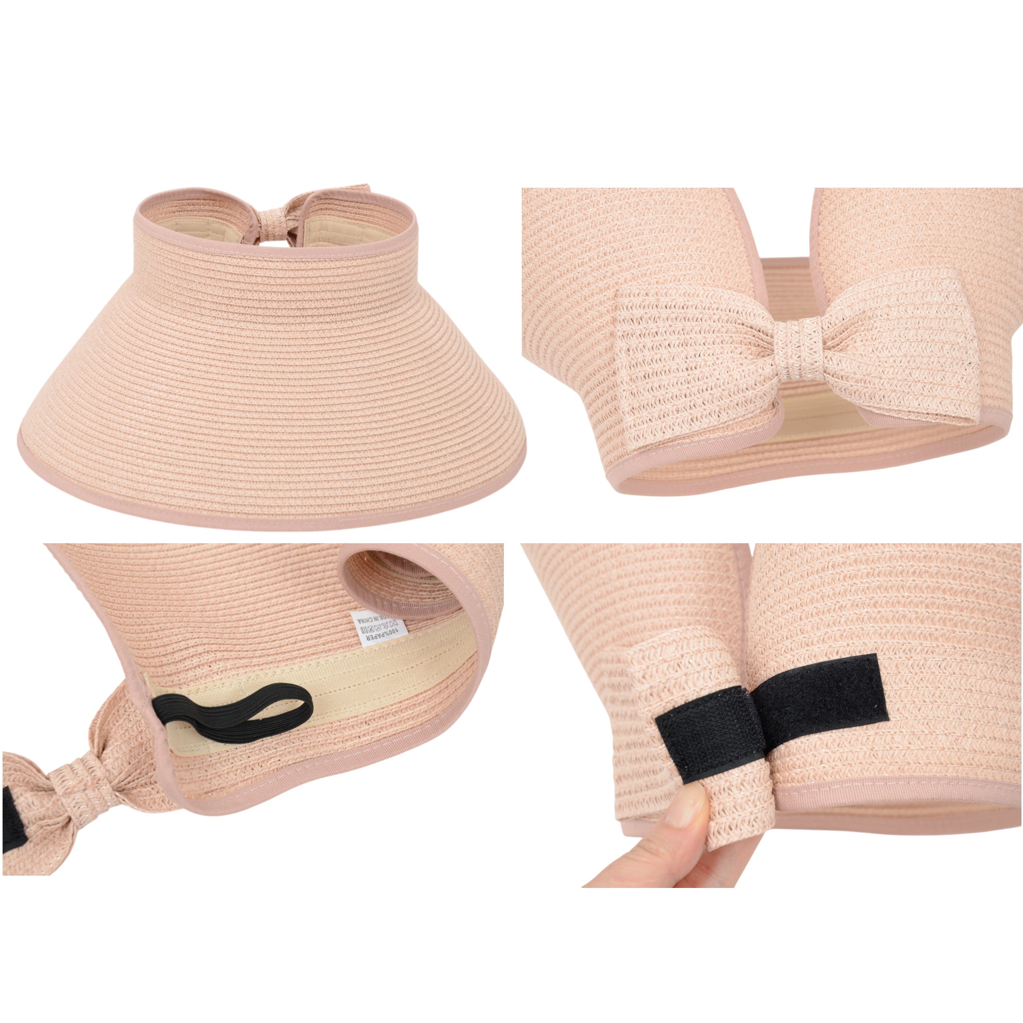 Anna-Kaci Women's Wide Brim Visor Hat with Bow Detail Adjustable Velcro Closure for Beach or Outdoor Protection