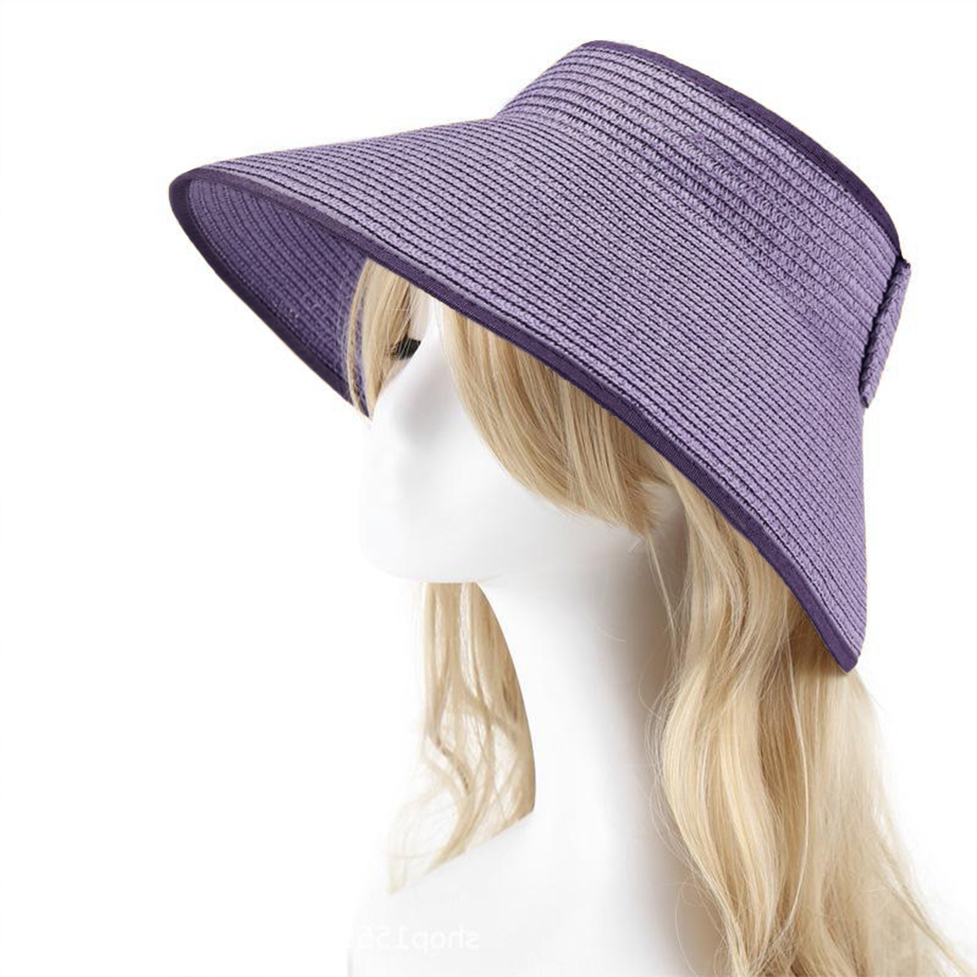 Anna-Kaci Women's Wide Brim Visor Hat with Bow Detail Adjustable Velcro Closure for Beach or Outdoor Protection