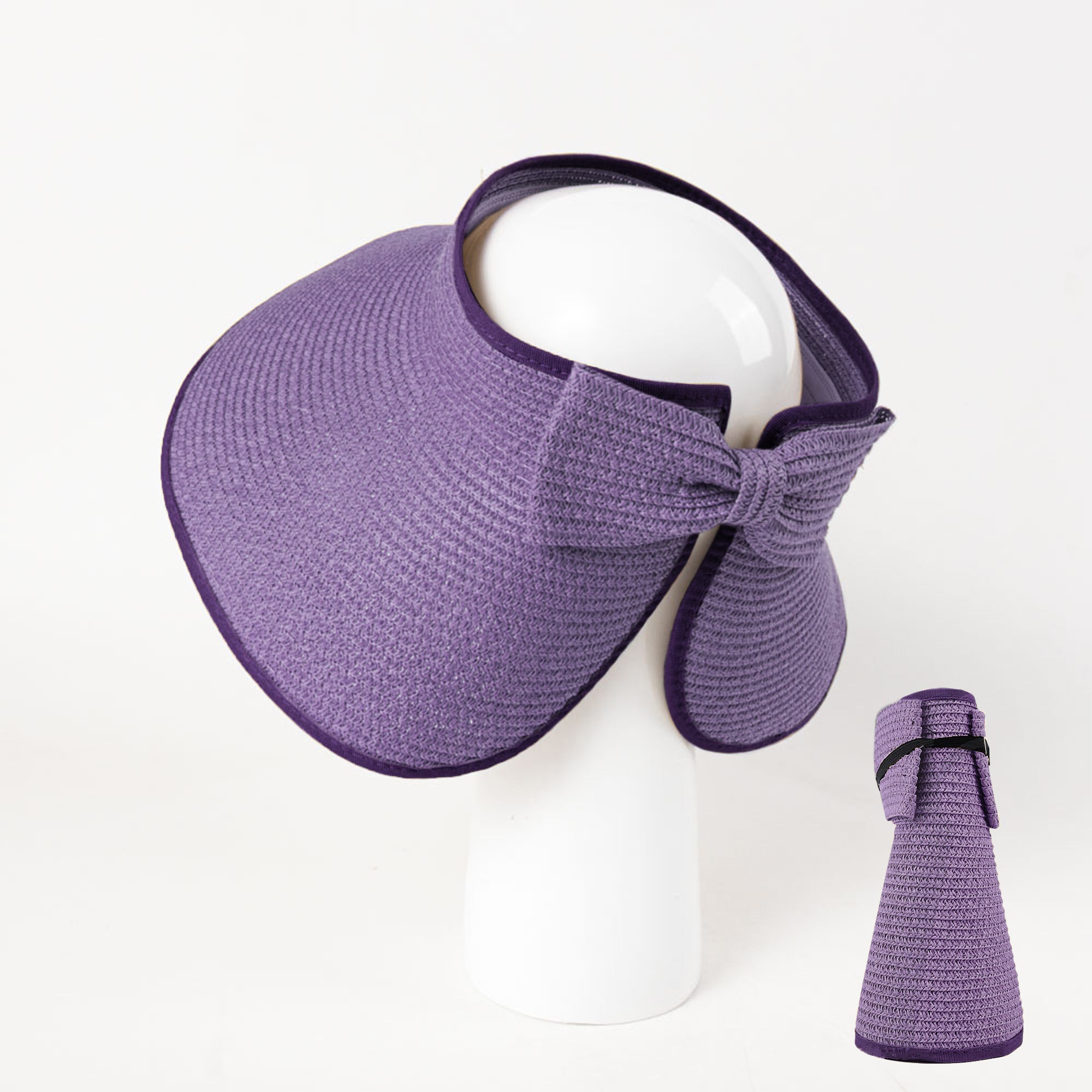 Anna-Kaci Women's Wide Brim Visor Hat with Bow Detail Adjustable Velcro Closure for Beach or Outdoor Protection