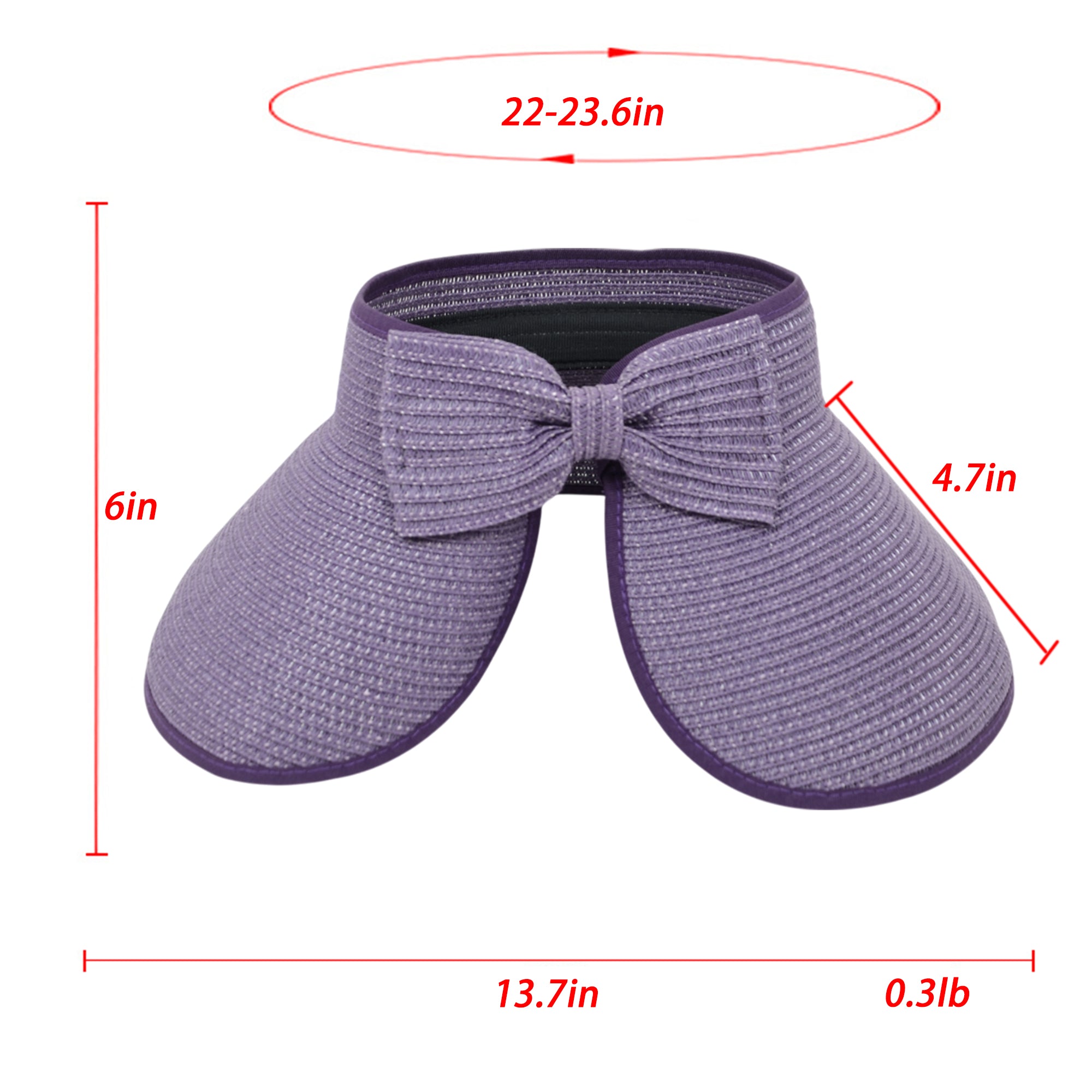 Anna-Kaci Women's Wide Brim Visor Hat with Bow Detail Adjustable Velcro Closure for Beach or Outdoor Protection
