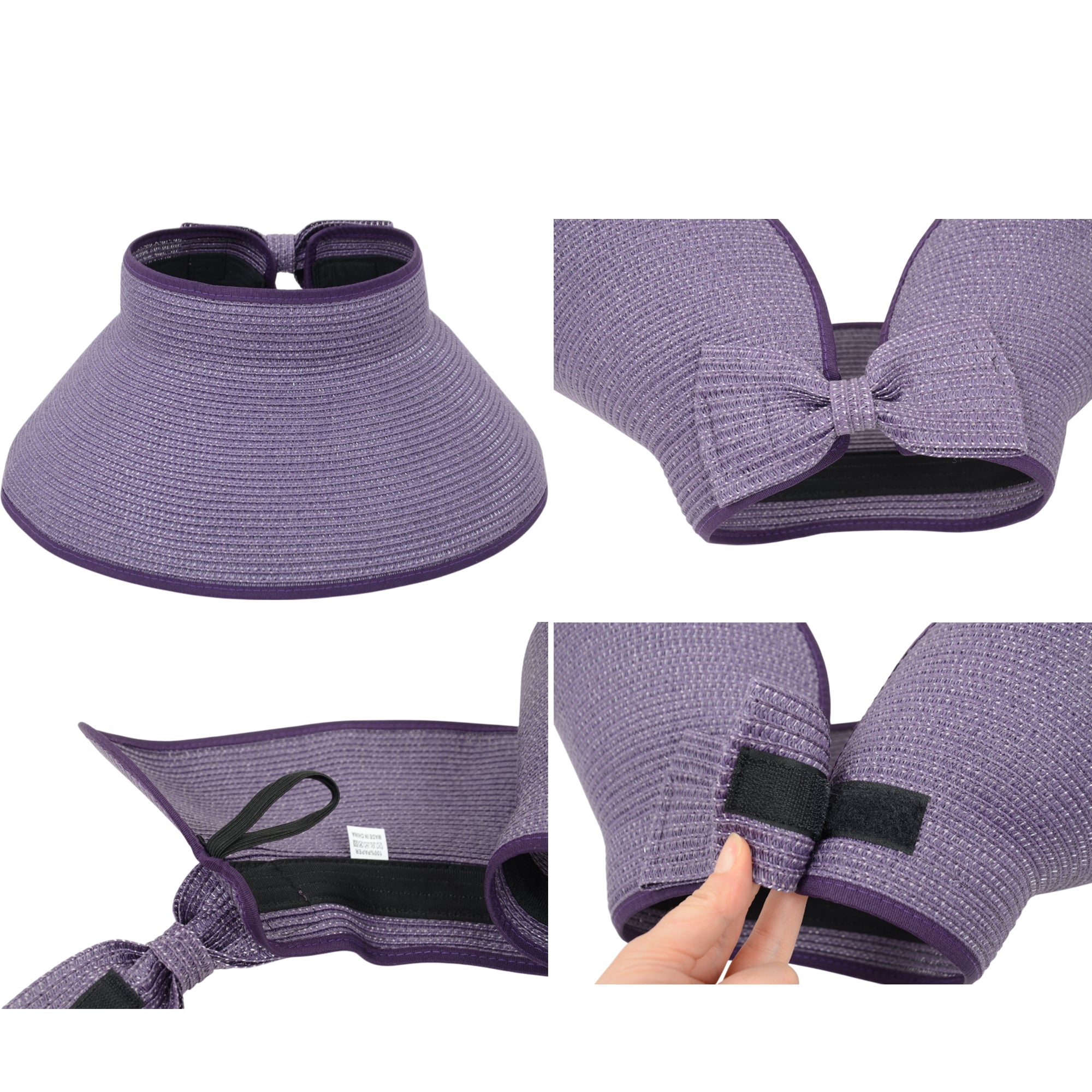 Anna-Kaci Women's Wide Brim Visor Hat with Bow Detail Adjustable Velcro Closure for Beach or Outdoor Protection