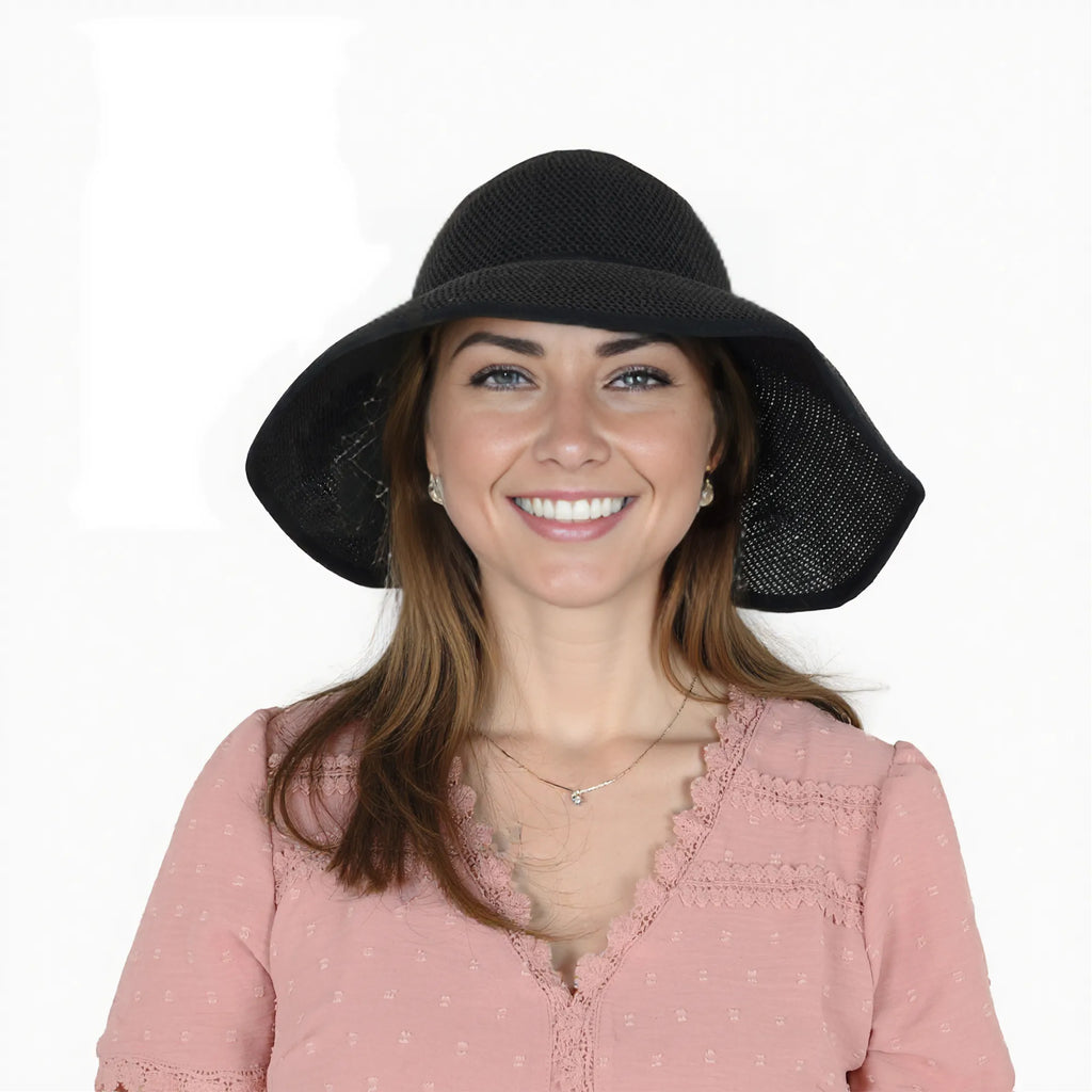 Anna-Kaci Womens Roll Up Straw Sun Visor Wide Brim Bow Detail Adjustable UV Protection Packable Summer Hat