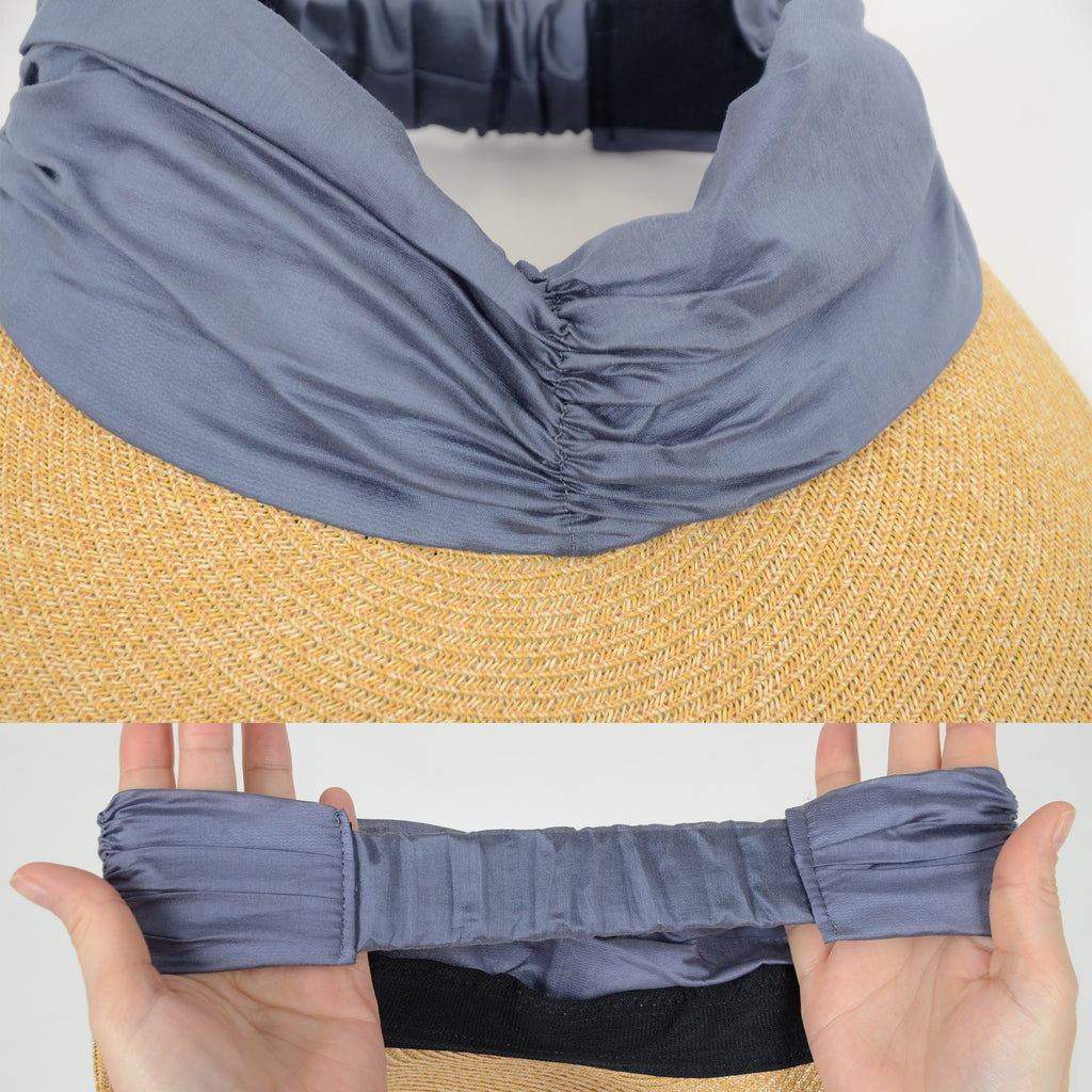 Anna-Kaci Womens Straw Sun Visor Wide Brim Adjustable Elastic Band Lightweight Summer Hat
