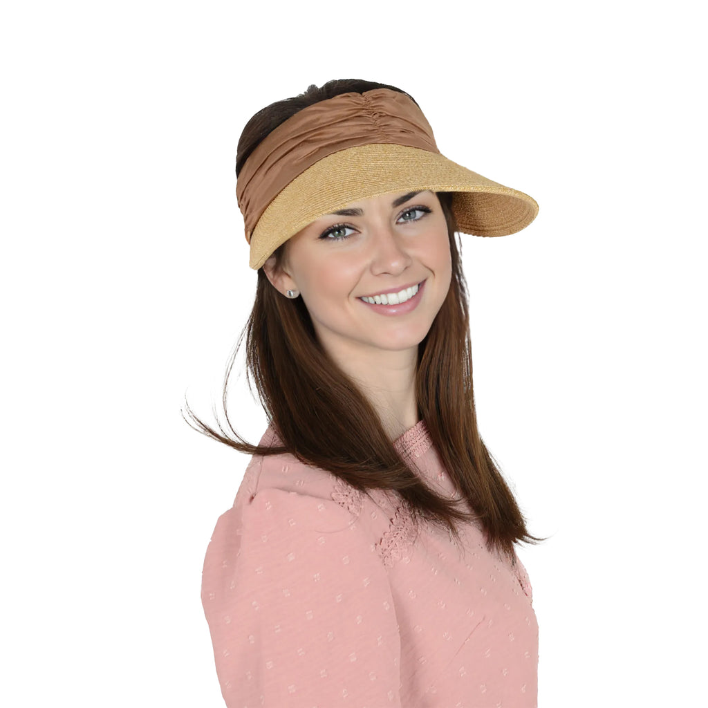 Anna-Kaci Womens Straw Sun Visor Wide Brim Adjustable Elastic Band Lightweight Summer Hat