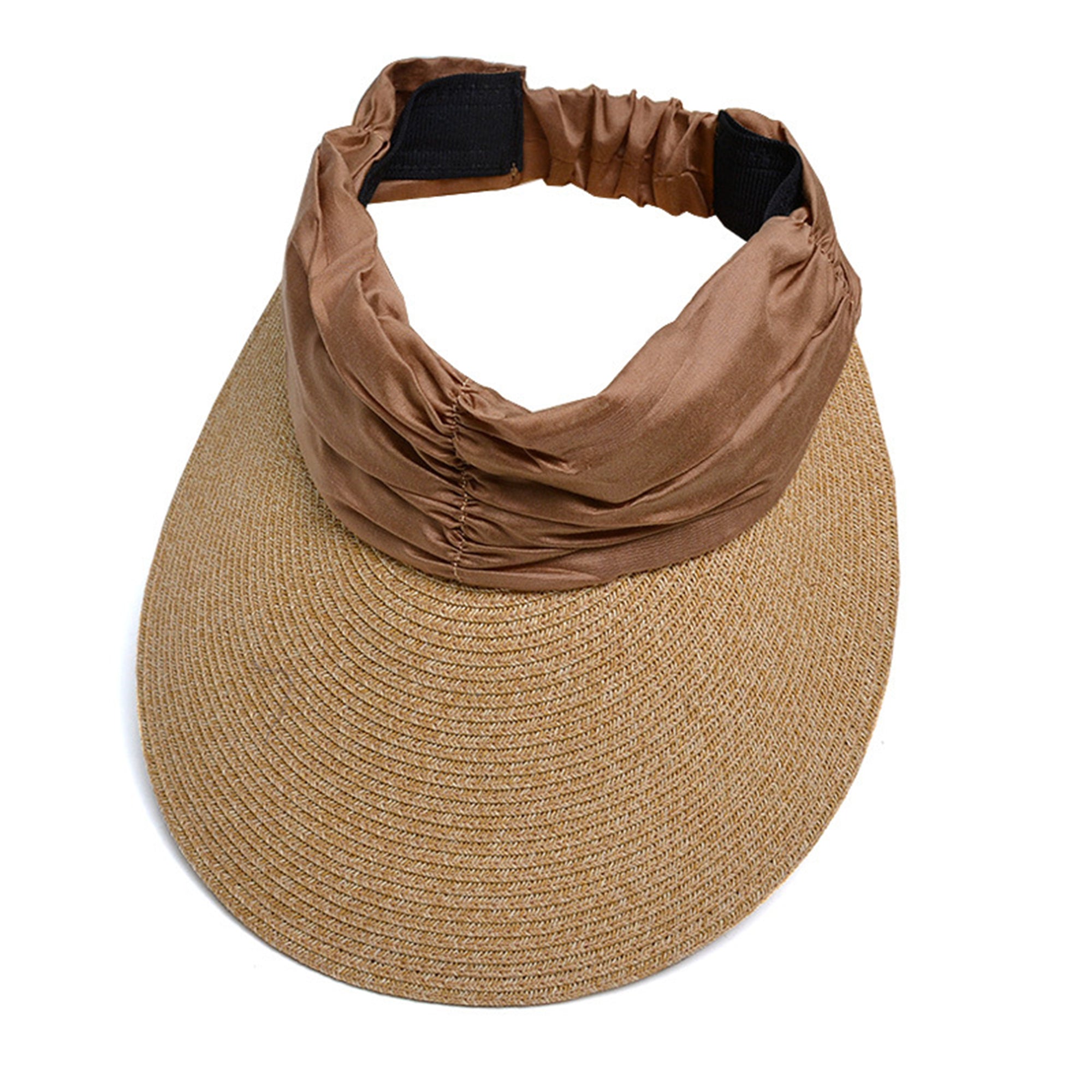 Anna-Kaci Womens Straw Sun Visor Wide Brim Adjustable Elastic Band Lightweight Summer Hat