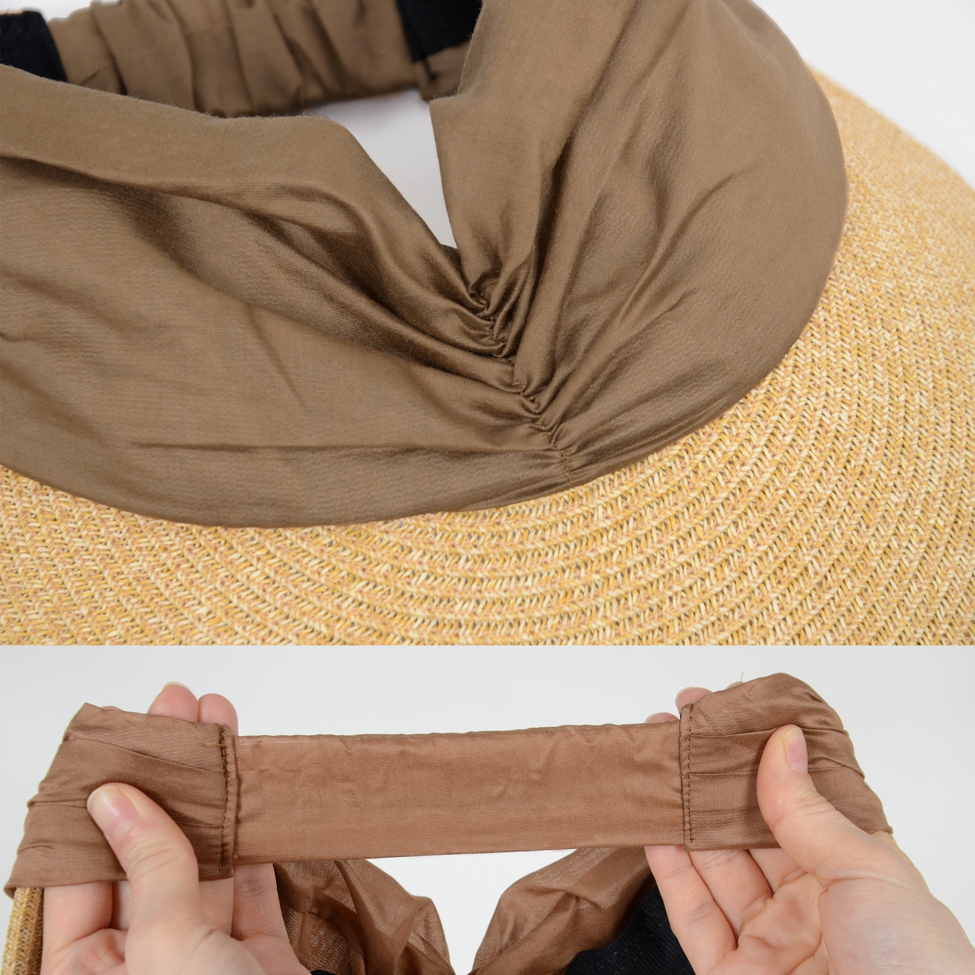 Anna-Kaci Womens Straw Sun Visor Wide Brim Adjustable Elastic Band Lightweight Summer Hat