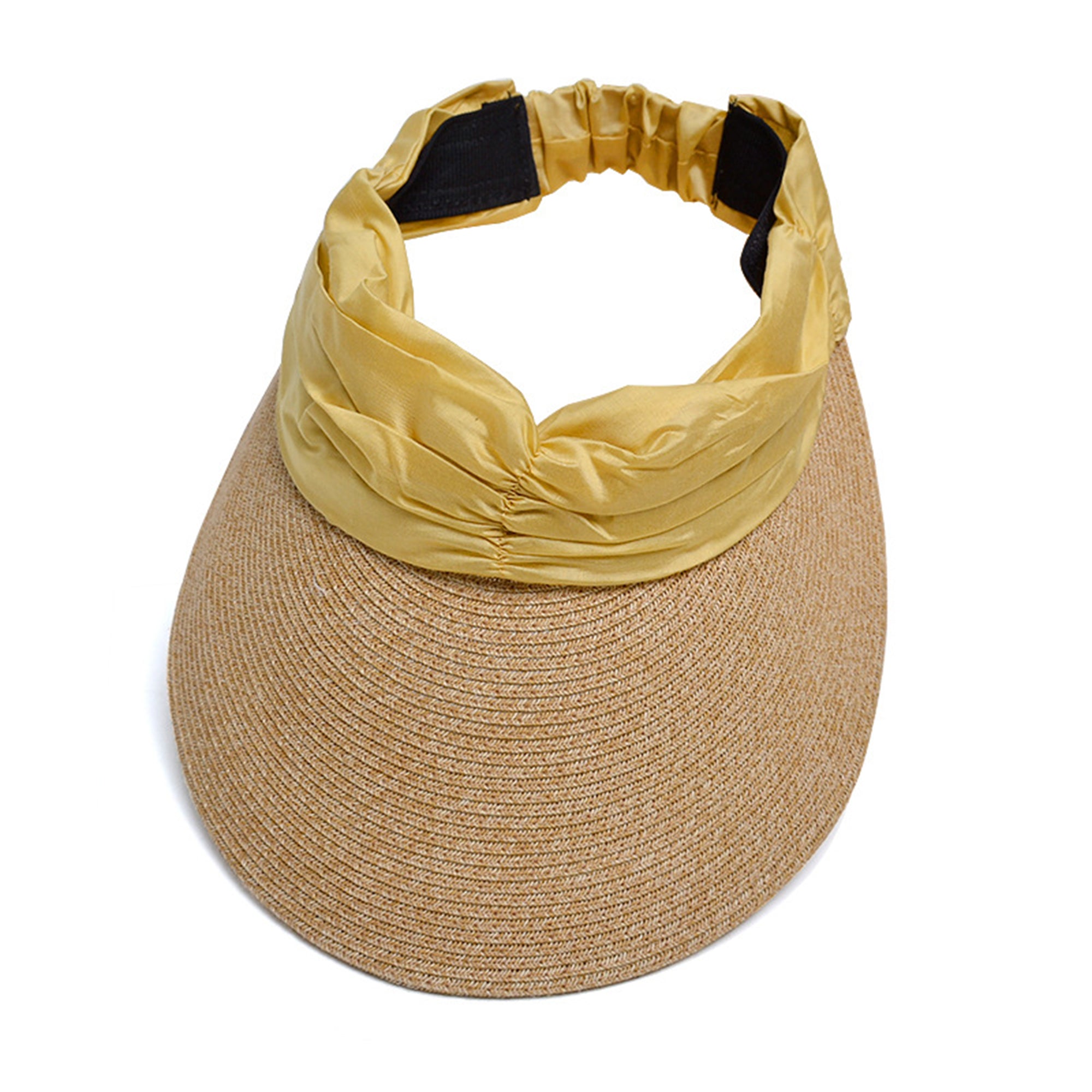 Anna-Kaci Womens Straw Sun Visor Wide Brim Adjustable Elastic Band Lightweight Summer Hat