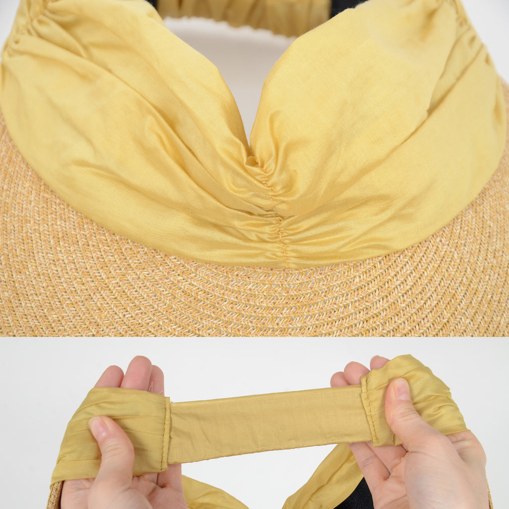Anna-Kaci Womens Straw Sun Visor Wide Brim Adjustable Elastic Band Lightweight Summer Hat