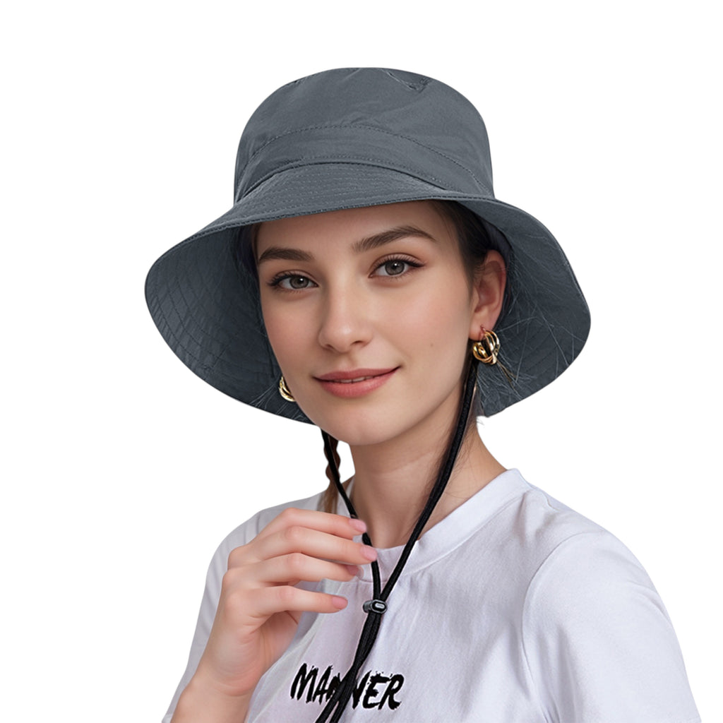 Anna-Kaci Bucket Hat Wide Brim UV Protection Lightweight Packable Outdoor Sun Hat with Adjustable Chin Strap