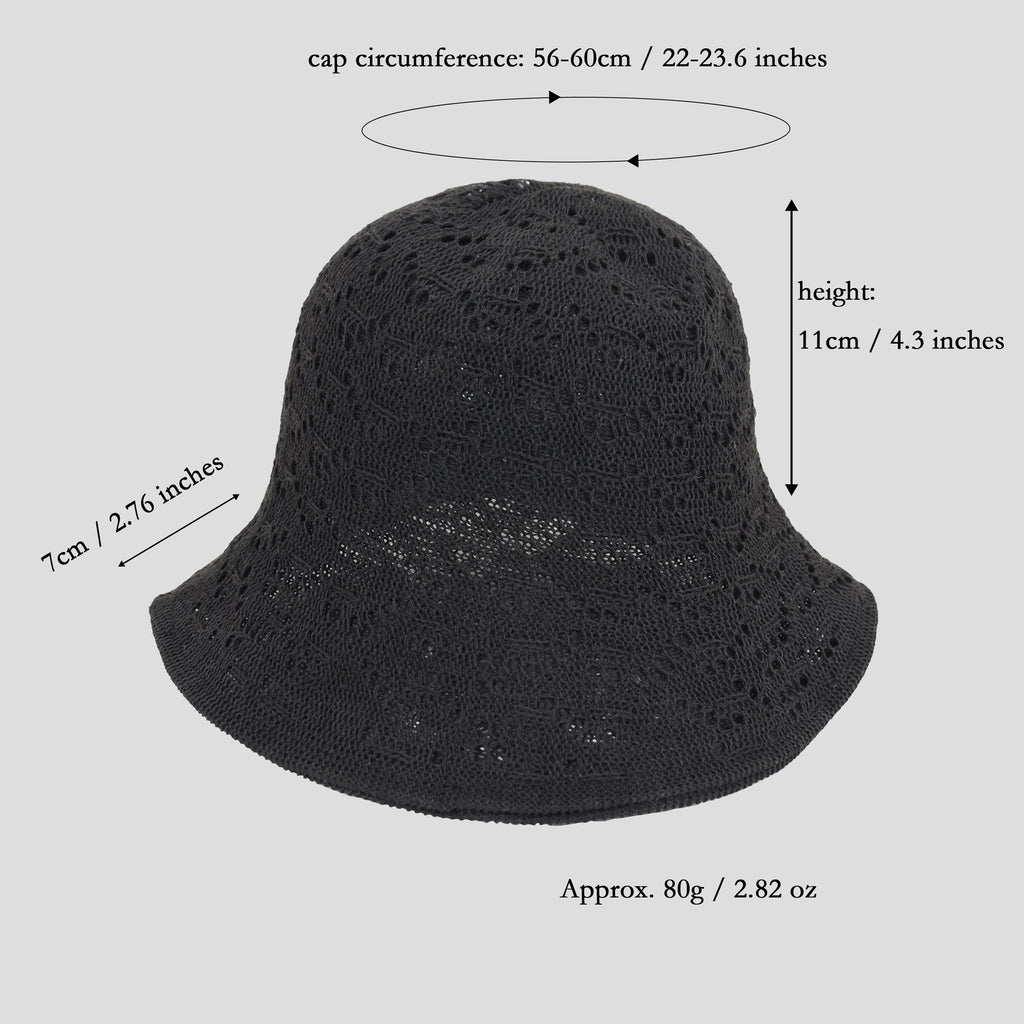 Anna-Kaci Women's Crocheted Bucket Hat Foldable Breathable Sun Protection