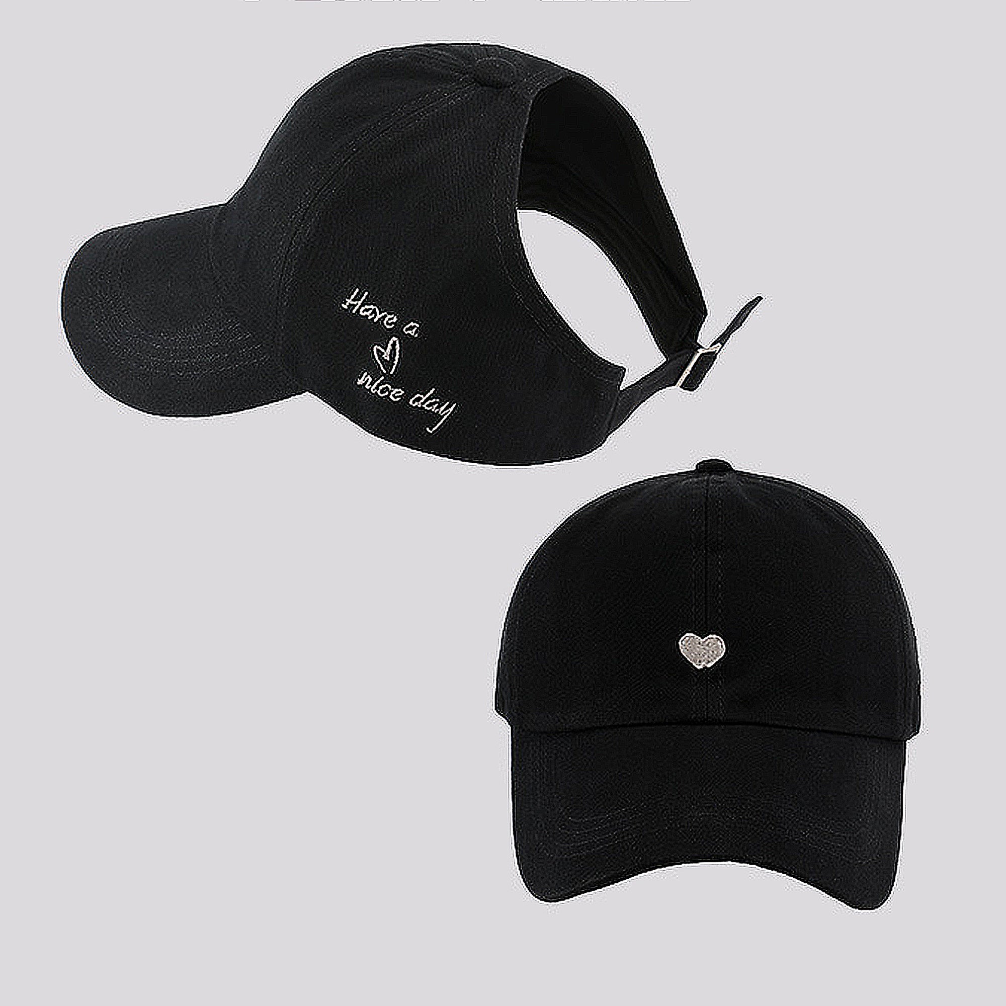 Anna-Kaci Women's Embroidered Baseball Cap Large Bun Half Hollow Top Soft Cotton Trucker Hat