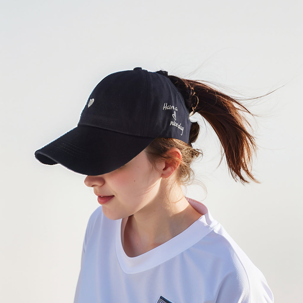 Anna-Kaci Women's Embroidered Baseball Cap Large Bun Half Hollow Top Soft Cotton Trucker Hat