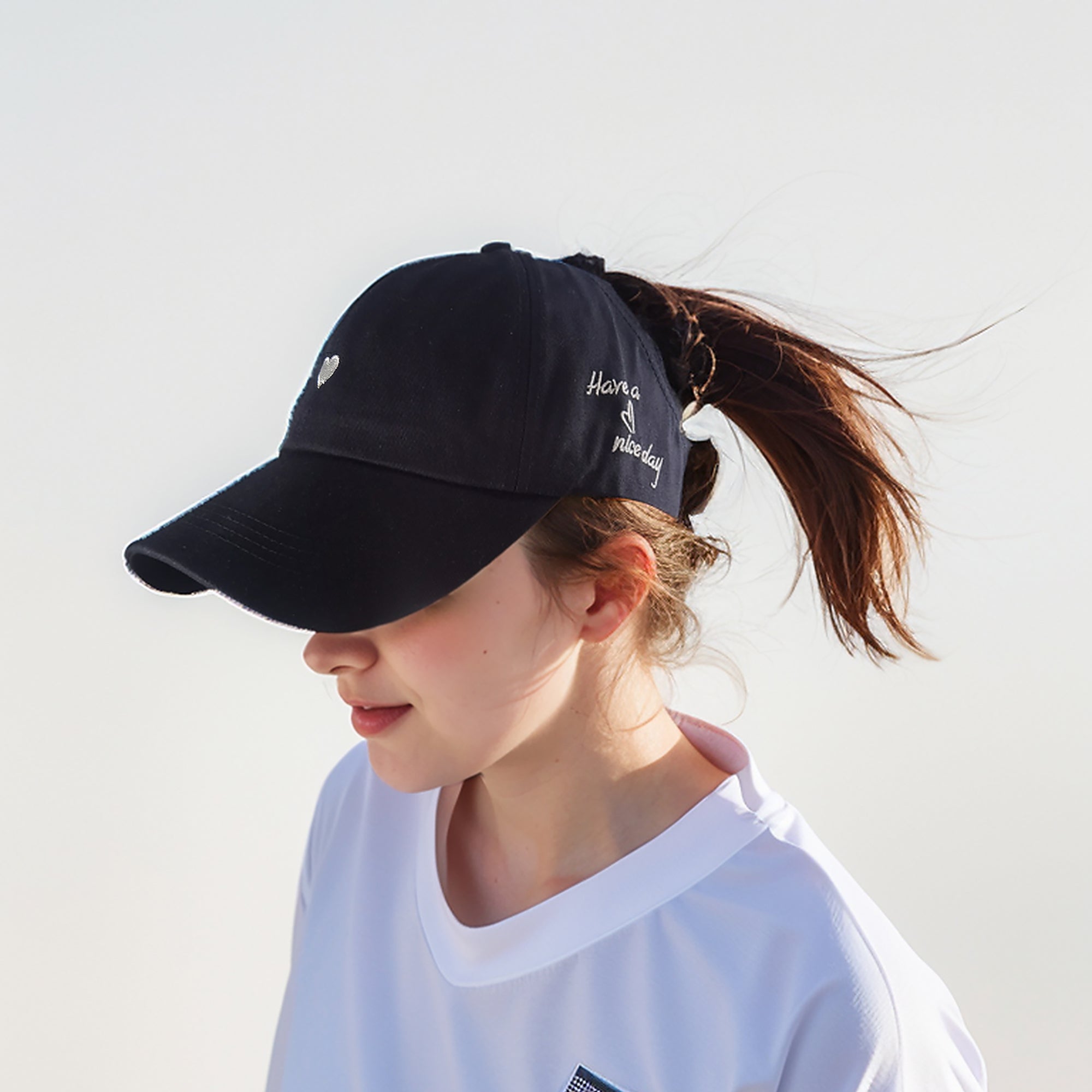 Anna-Kaci Women's Embroidered Baseball Cap Large Bun Half Hollow Top Soft Cotton Trucker Hat