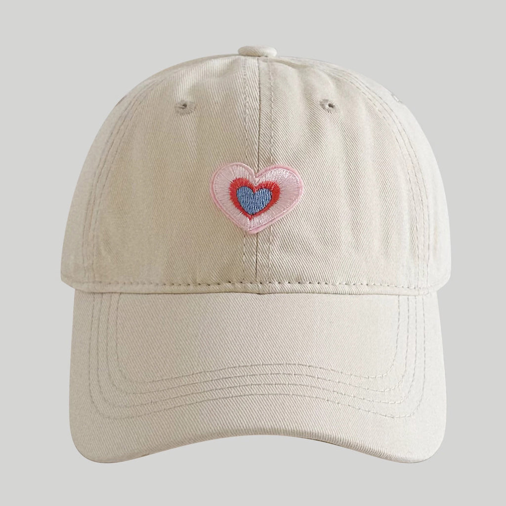 Anna-Kaci Women's Heart Embroidered Baseball Cap Low Bun Soft Cotton Trucker Hat