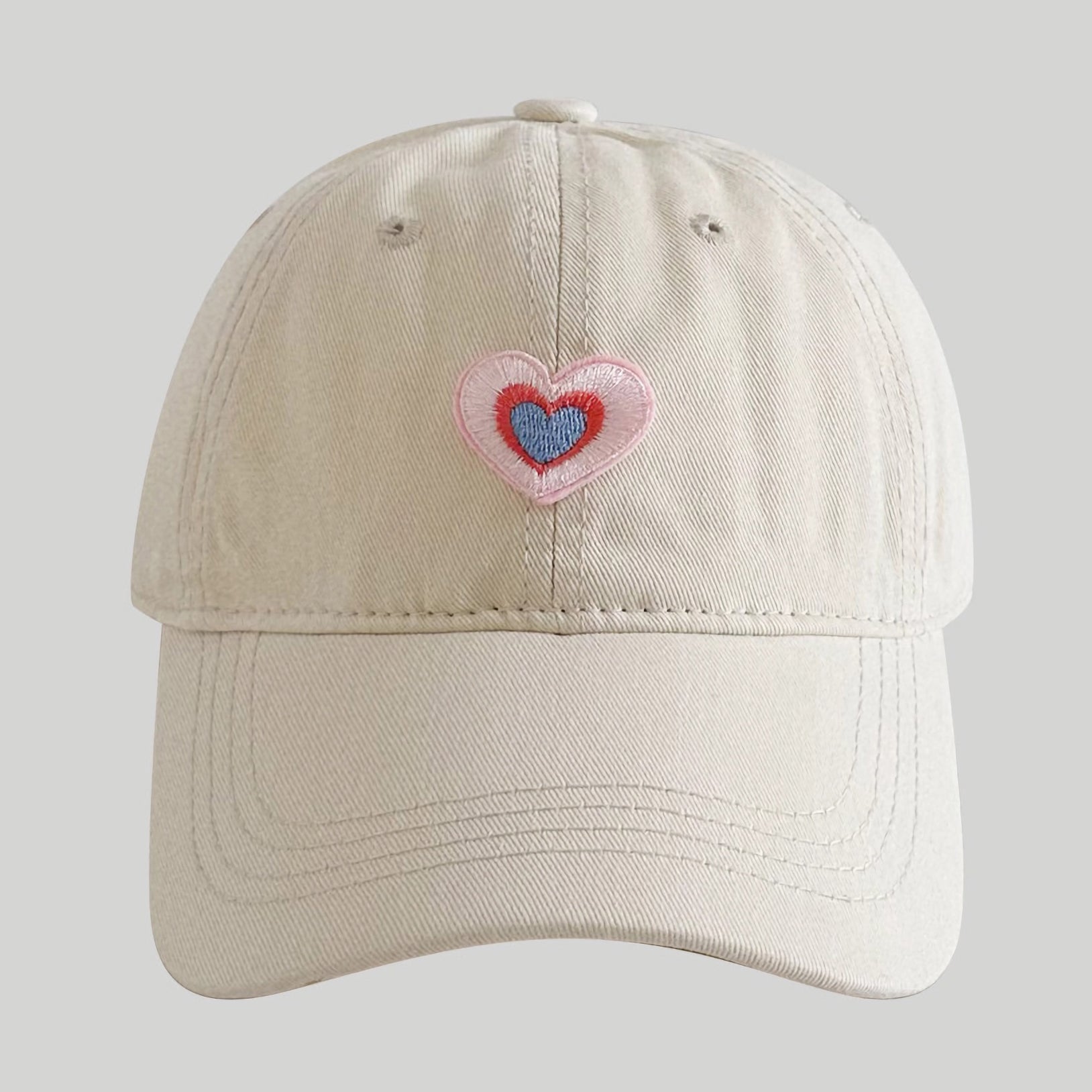 Anna-Kaci Women's Heart Embroidered Baseball Cap Low Bun Soft Cotton Trucker Hat