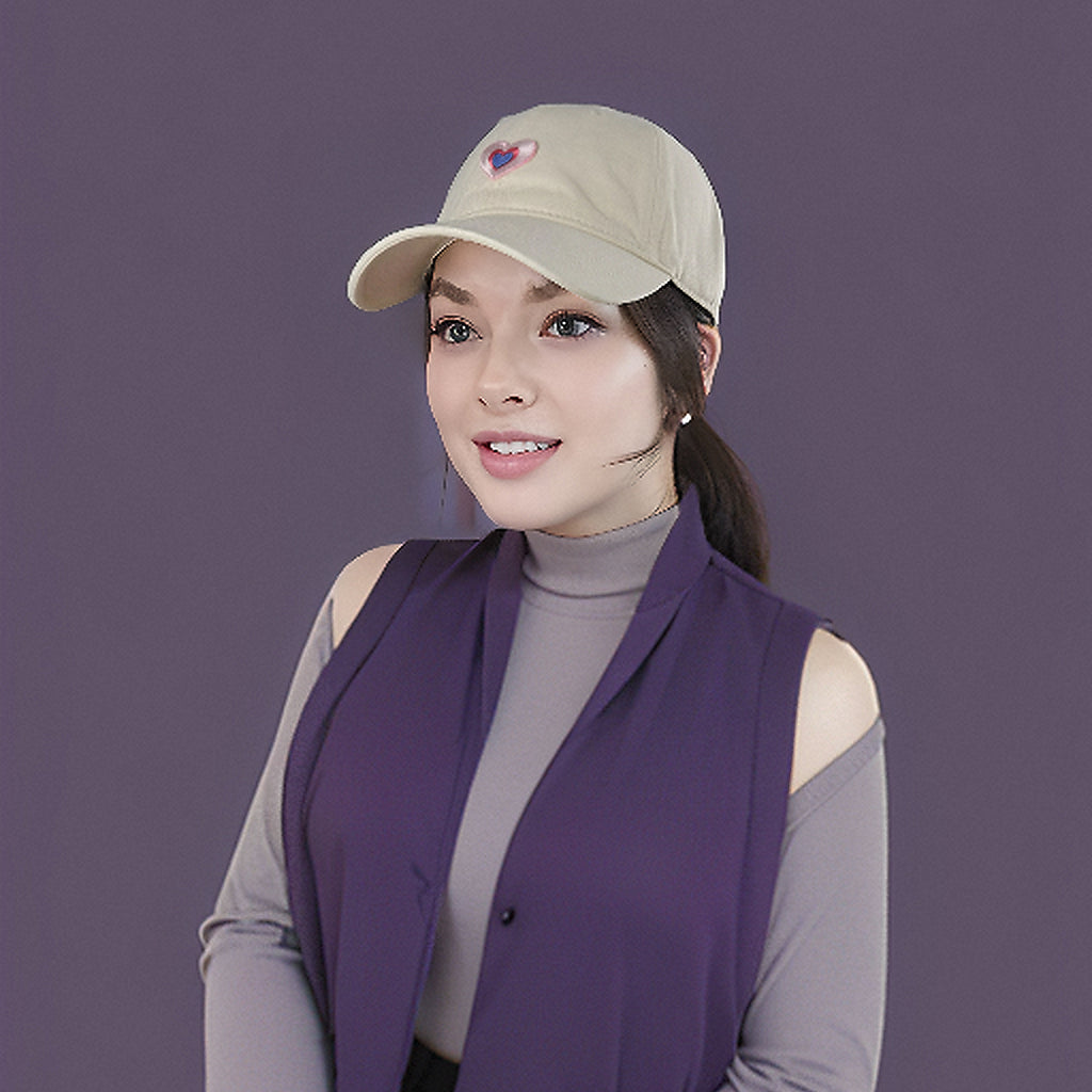 Anna-Kaci Women's Heart Embroidered Baseball Cap Low Bun Soft Cotton Trucker Hat
