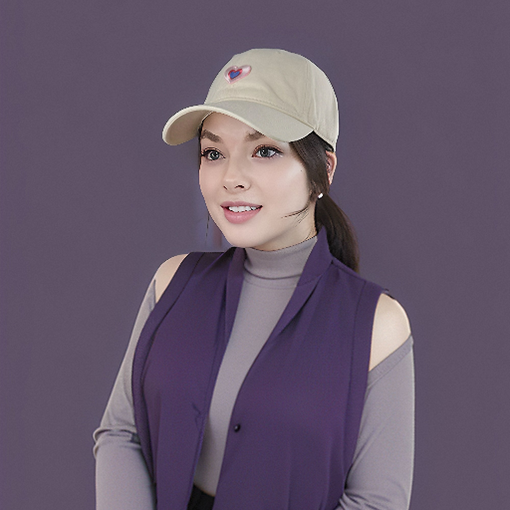 Anna-Kaci Women's Heart Embroidered Baseball Cap Low Bun Soft Cotton Trucker Hat