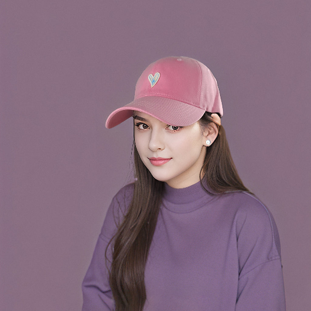 Anna-Kaci Women's Heart Embroidered Baseball Cap Low Bun Soft Cotton Trucker Hat
