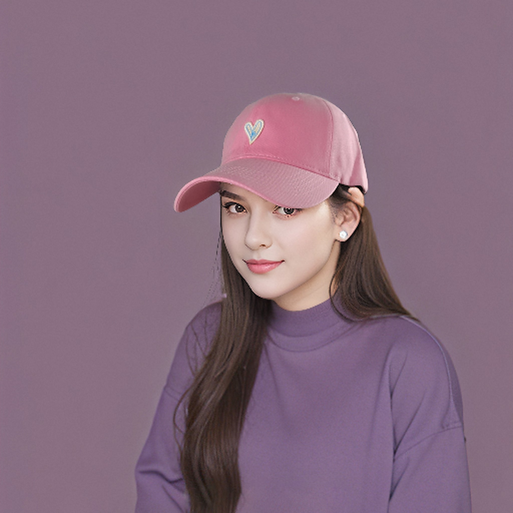 Anna-Kaci Women's Heart Embroidered Baseball Cap Low Bun Soft Cotton Trucker Hat