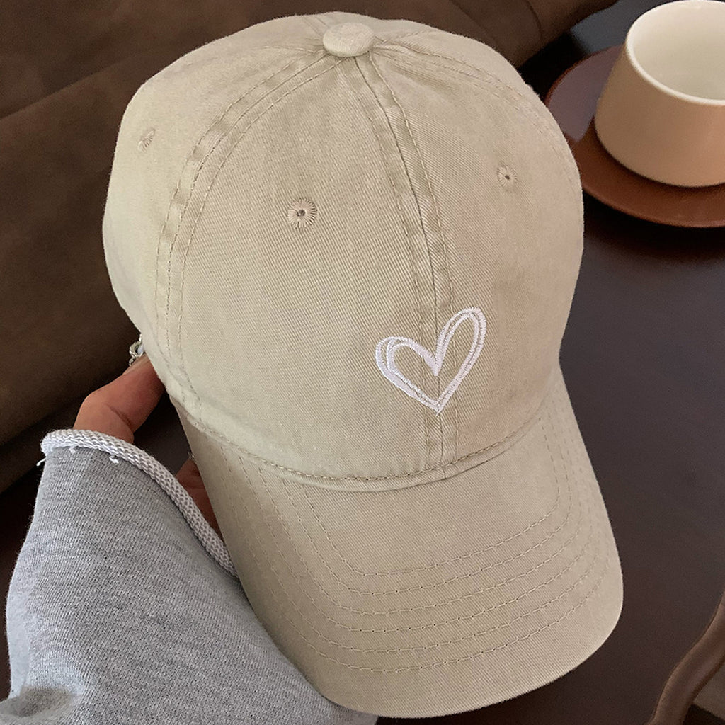 Anna-Kaci Women's Heart Embroidered Baseball Cap Low Bun Soft Cotton Trucker Hat