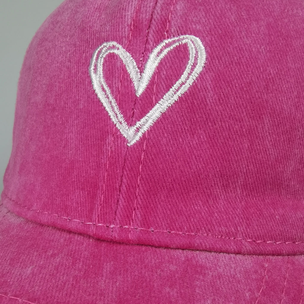 Anna-Kaci Women's Heart Embroidered Baseball Cap Low Bun Soft Cotton Trucker Hat